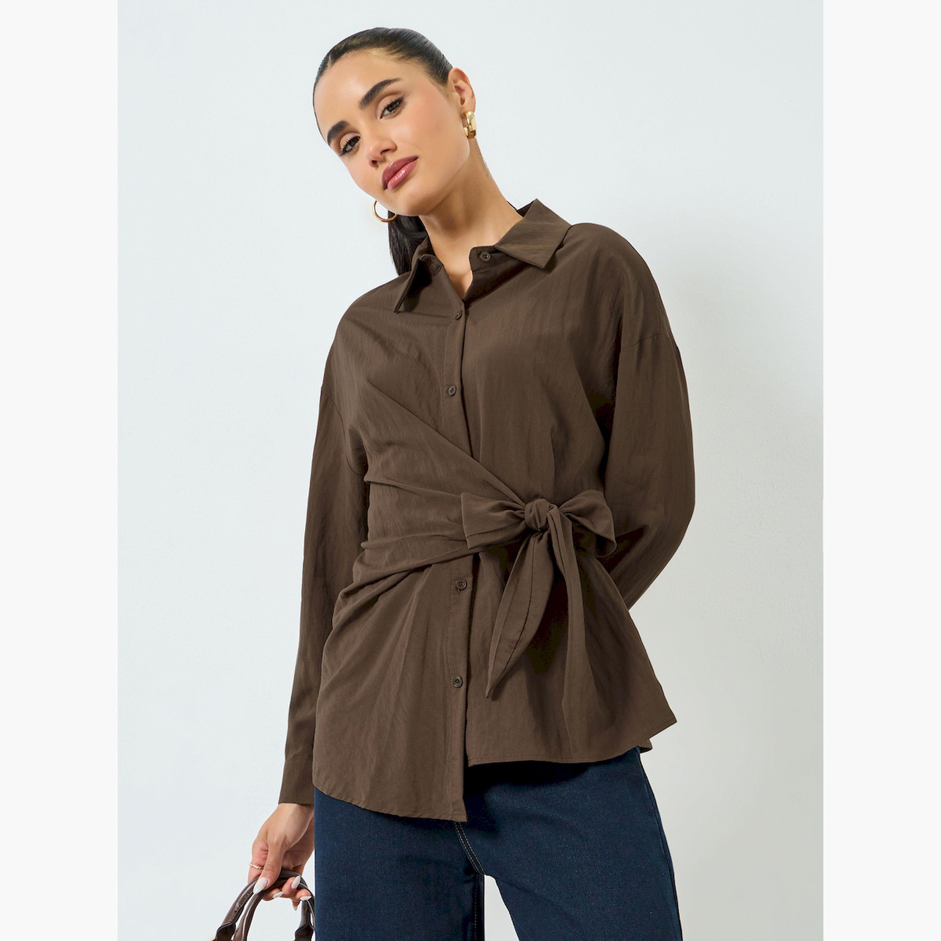 بلوزة لف بأكمام طويلة-women-clothing-shirtsandblouses-blouses-image-1