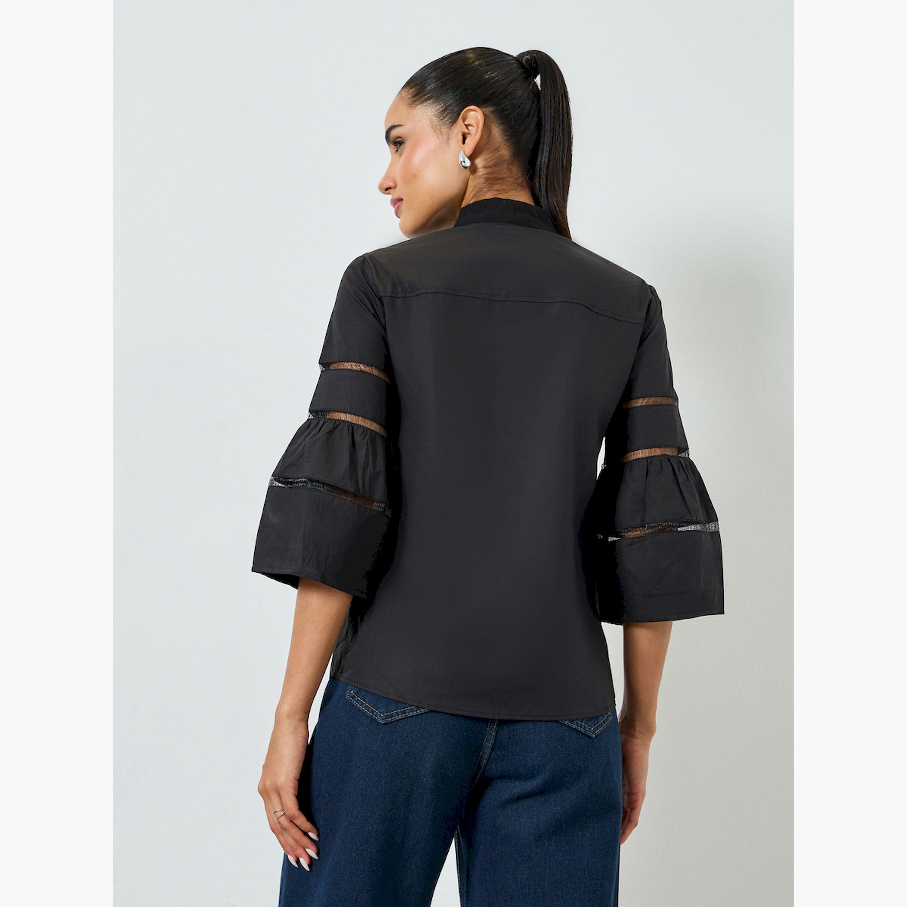 بلوزة بأربطة عنق وأكمام 3/4-women-clothing-shirtsandblouses-blouses-image-4