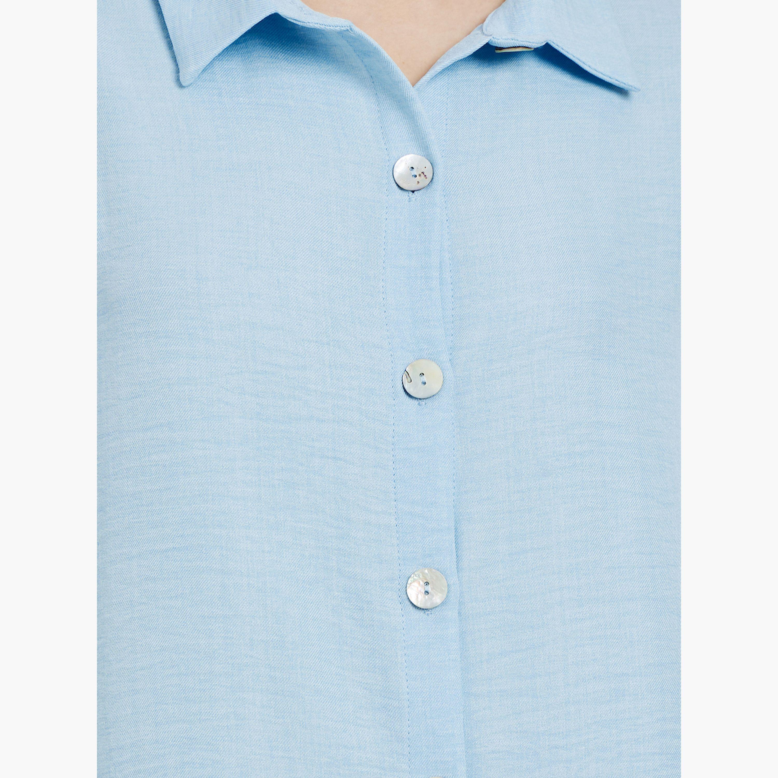 Styli Blue Oversize Button-Down Shirt-women-clothing-shirtsandblouses-shirts-image-6