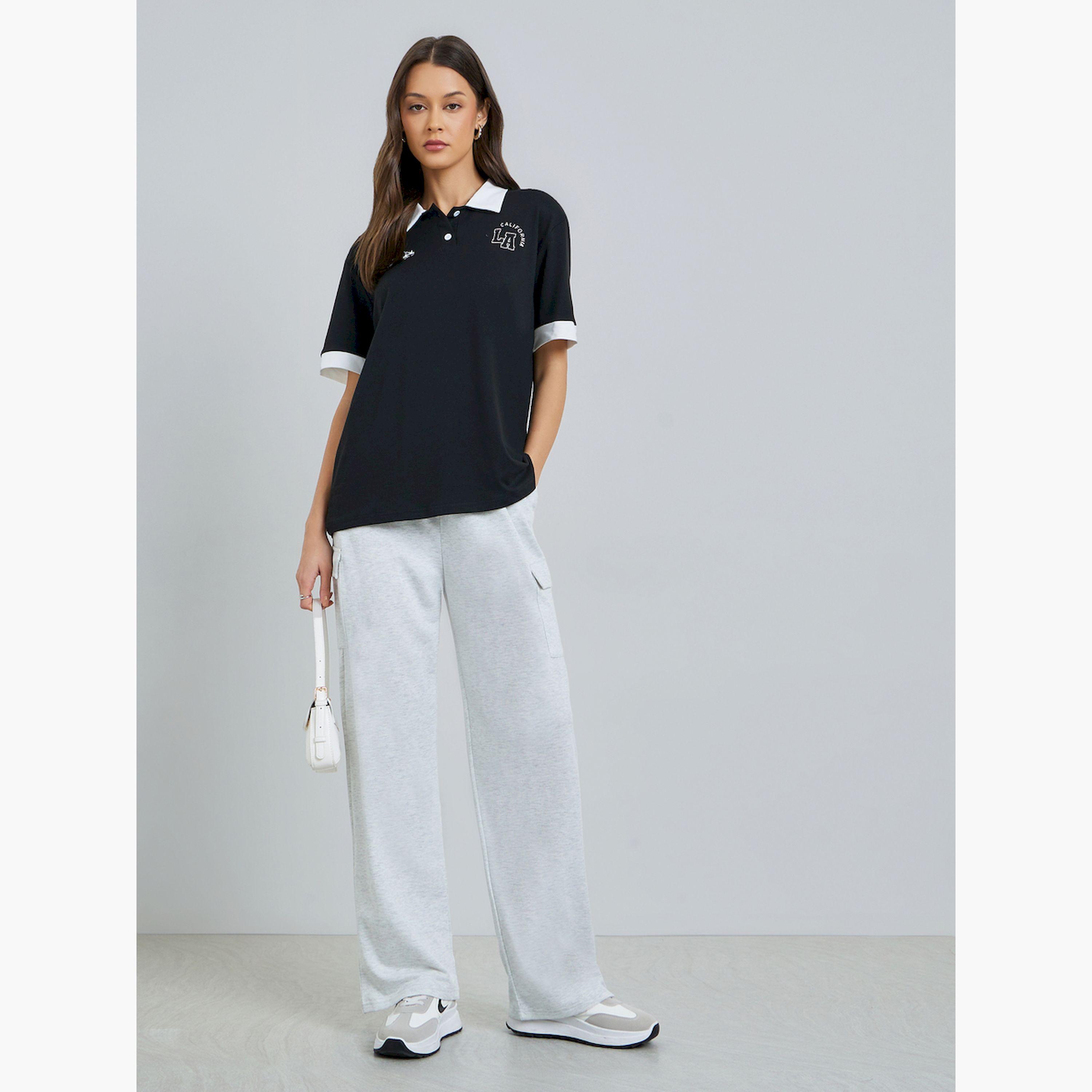 Styli Grey Wide Leg Joggers with Pockets-women-clothing-bottoms-joggers-image-2