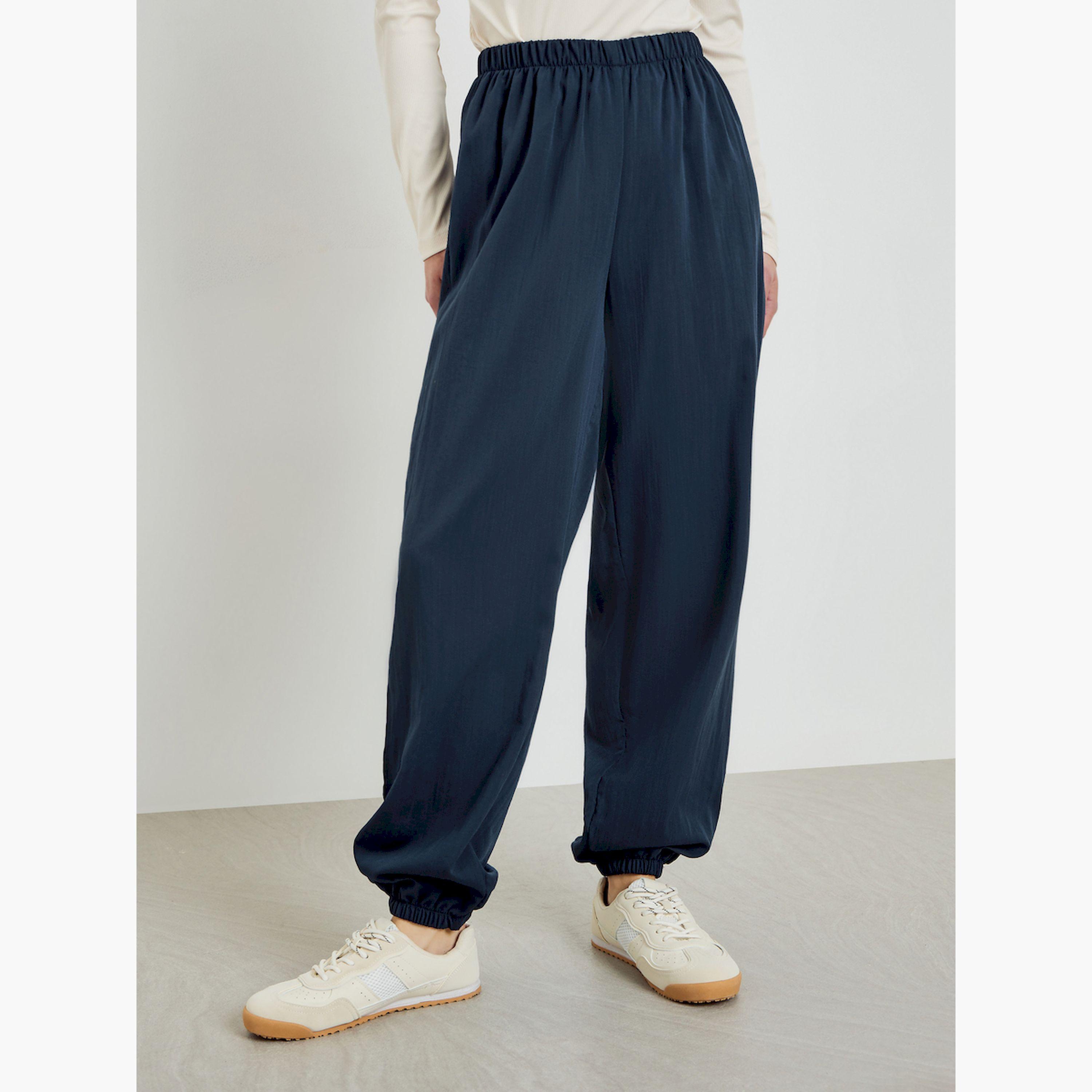 بنطال جوغر نسائي منسوج بأرجل واسعة-women-clothing-bottoms-joggers-image-1