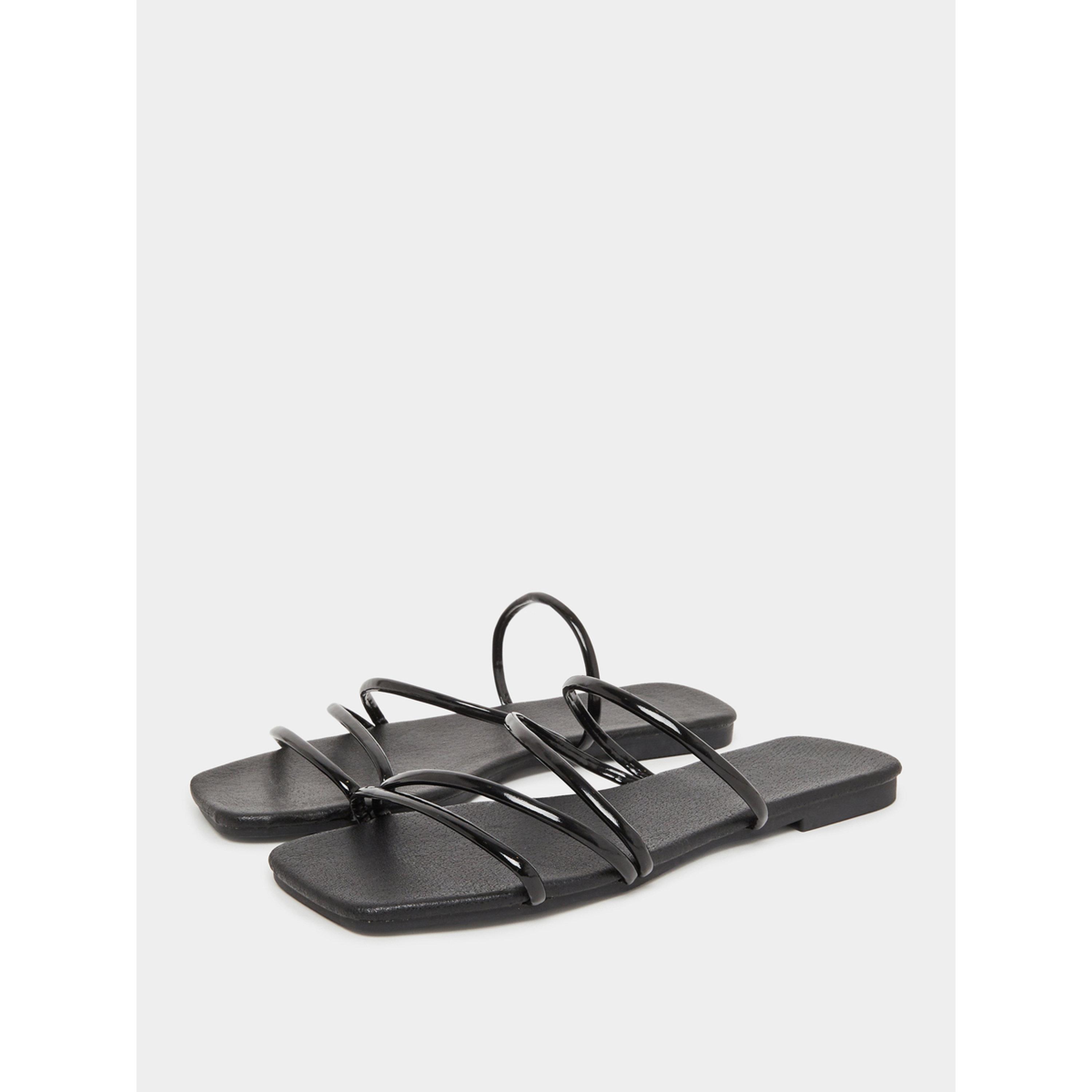 Take Two Black Strappy Slip On Flat Sandals-women-shoes-flipflopsandslides-image-1