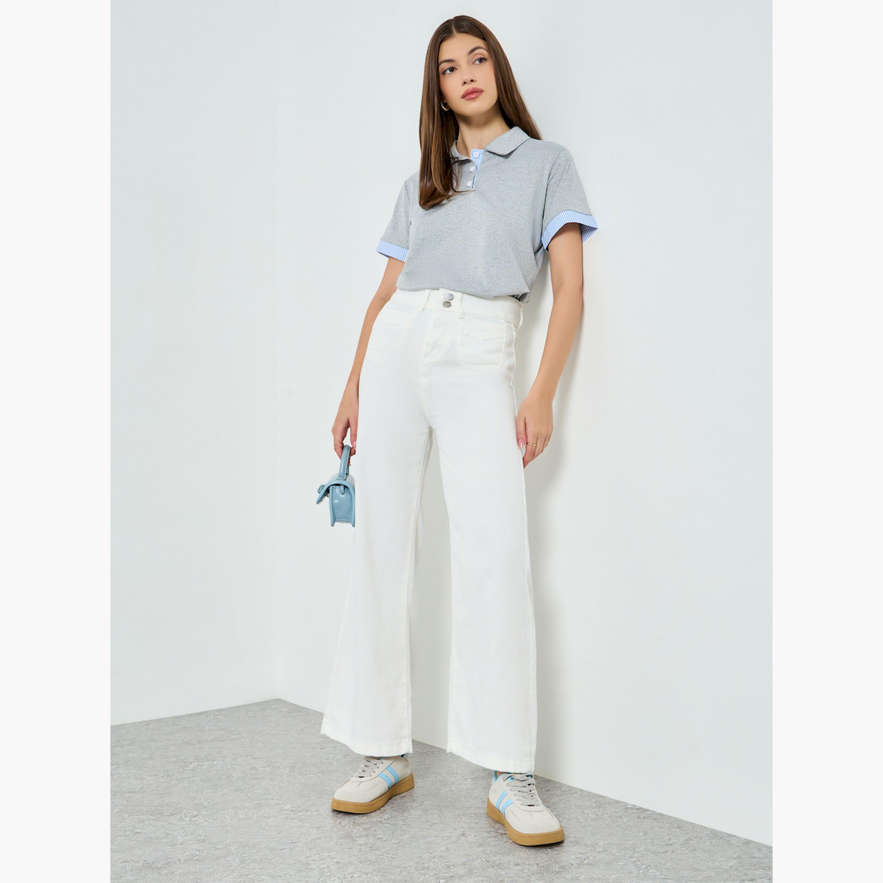 تيشيرت بياقة بولو وتفاصيل مُتباينة-women-clothing-tshirts-image-2