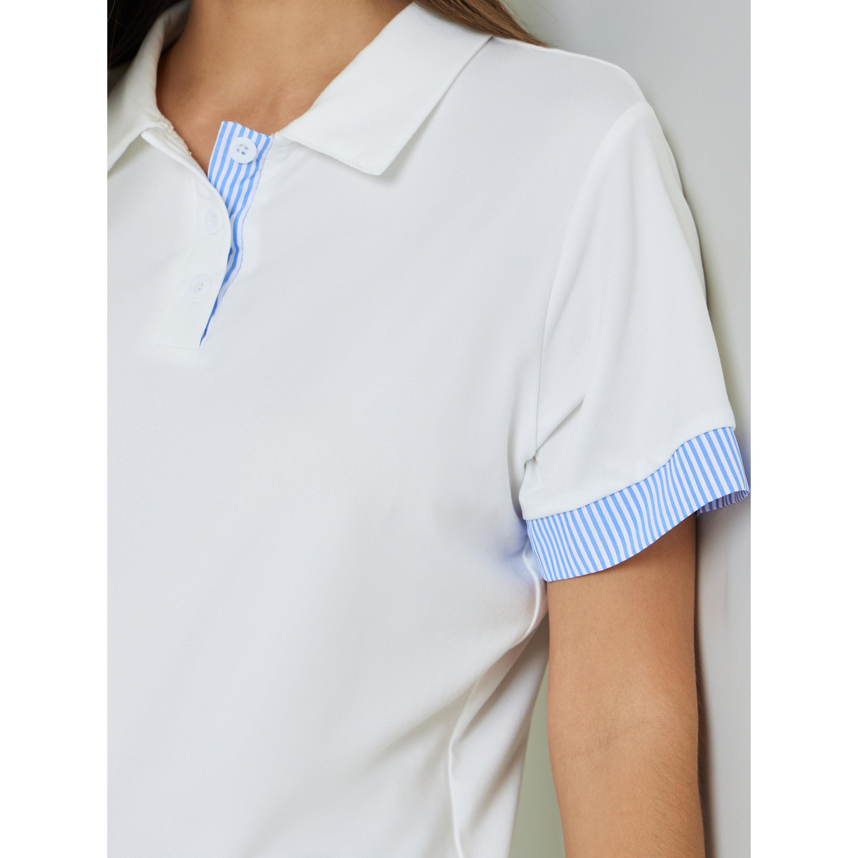 Styli White Contrast Trim Polo T-Shirt-women-clothing-tshirts-image-5