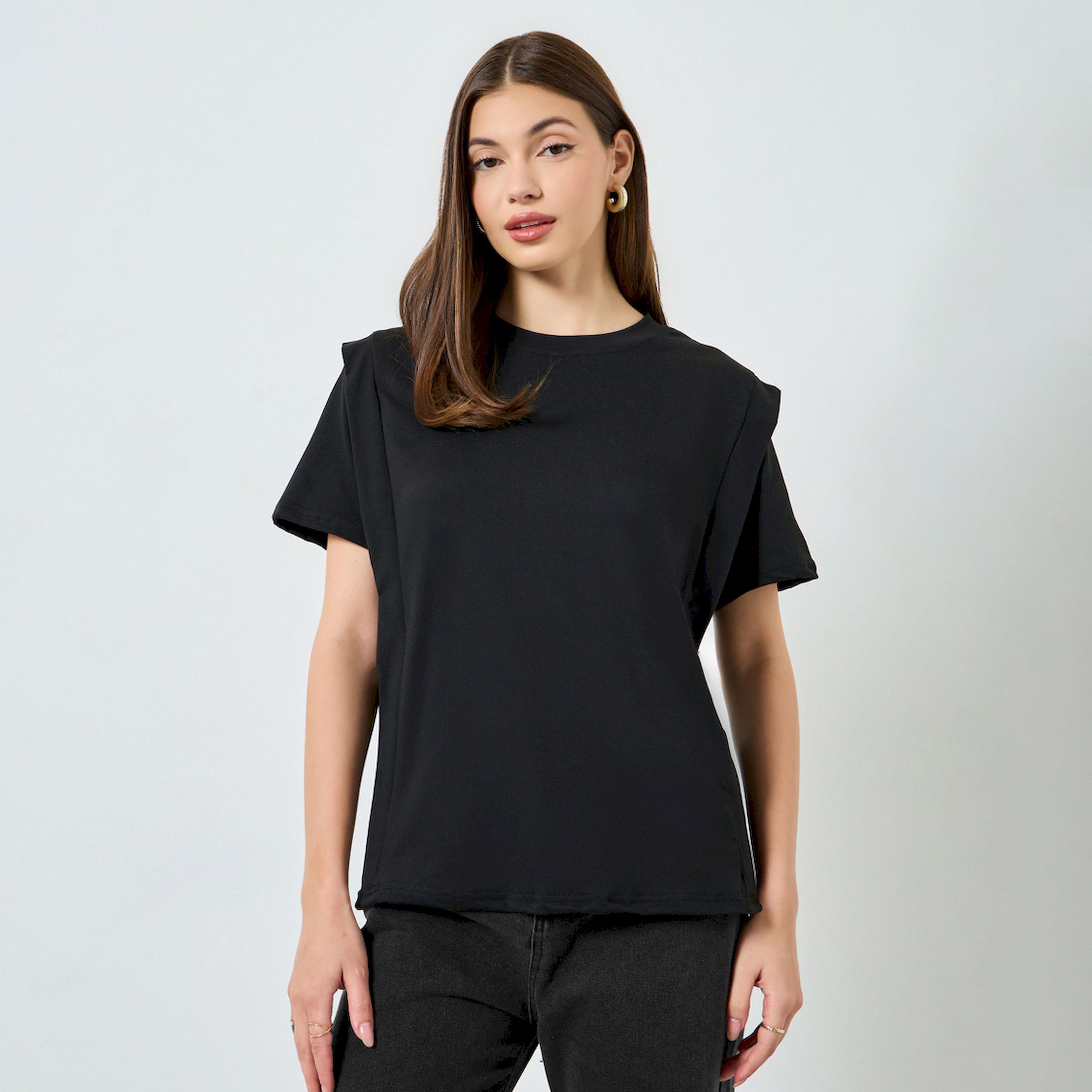 تيشيرت واسع بحشوات أكتاف-women-clothing-tshirts-image-1
