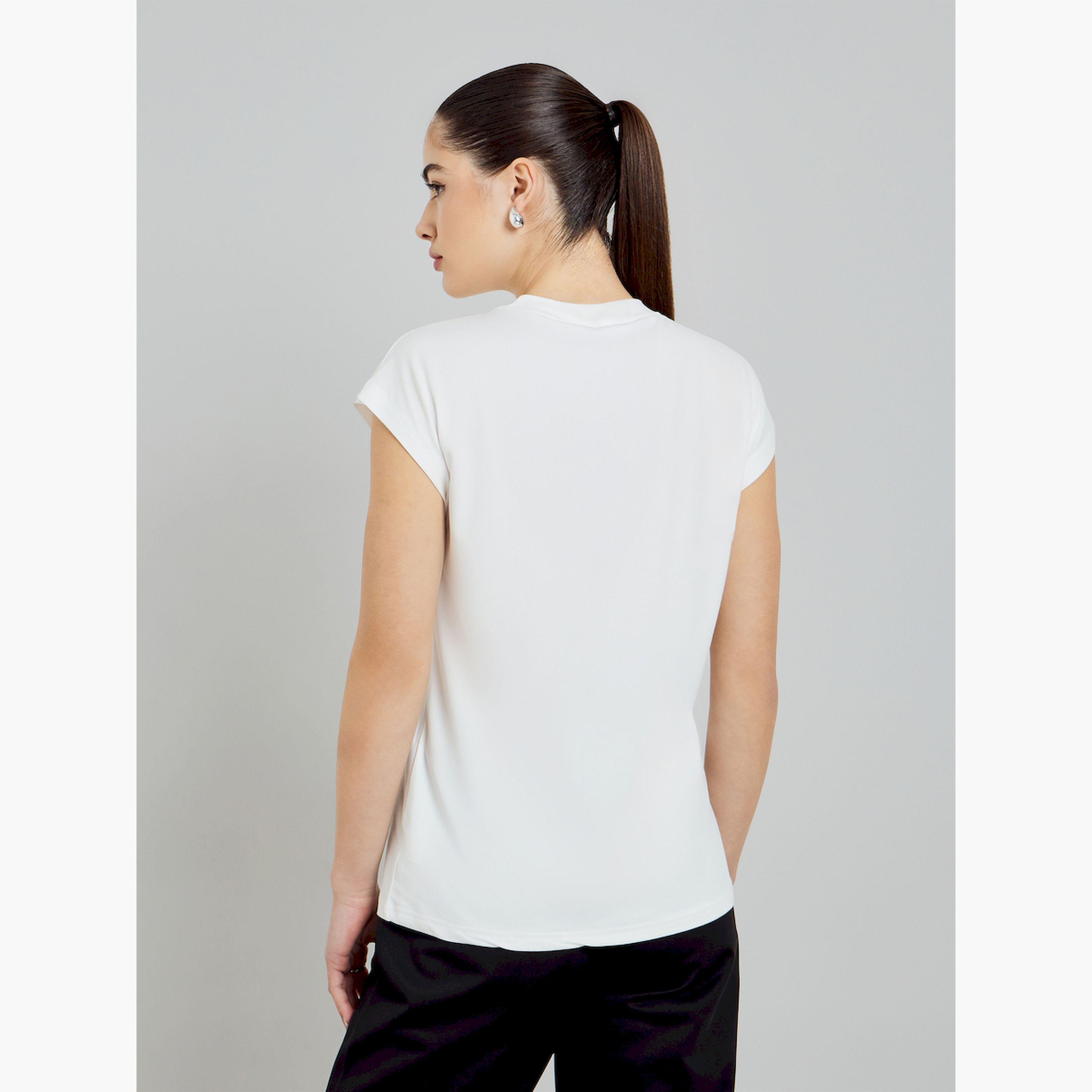 تيشيرت منمق بزهور مع أكمام قصيرة-women-clothing-tshirts-image-4