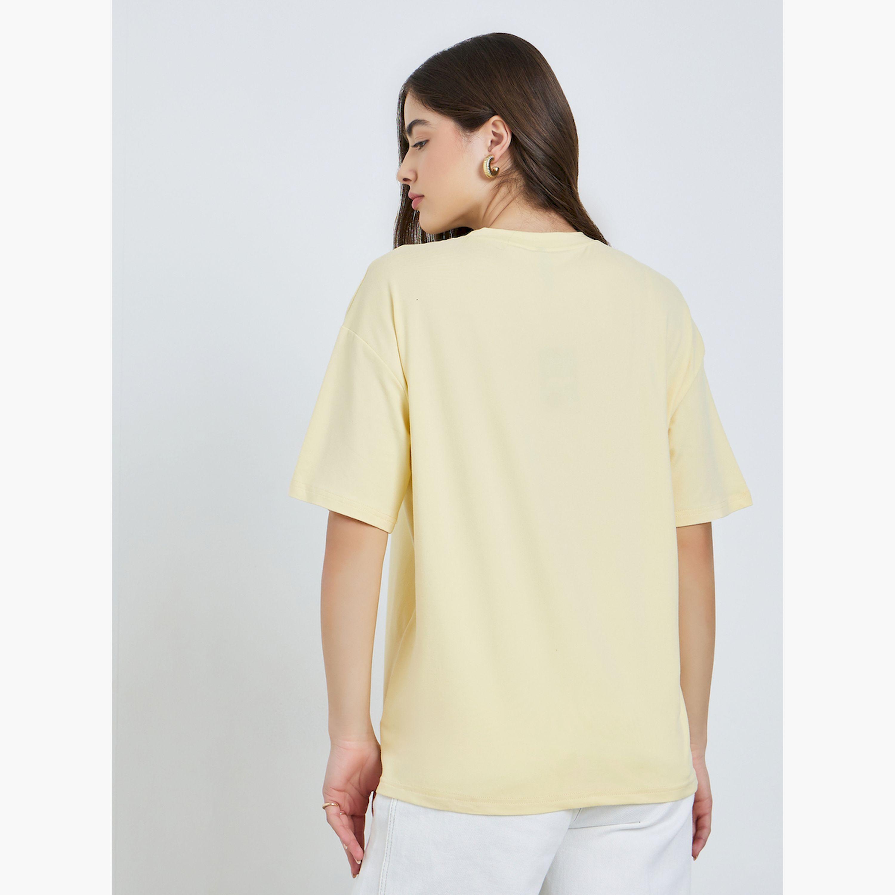 Styli Yellow Graphic Print Oversized T-Shirt-women-clothing-tshirts-image-3