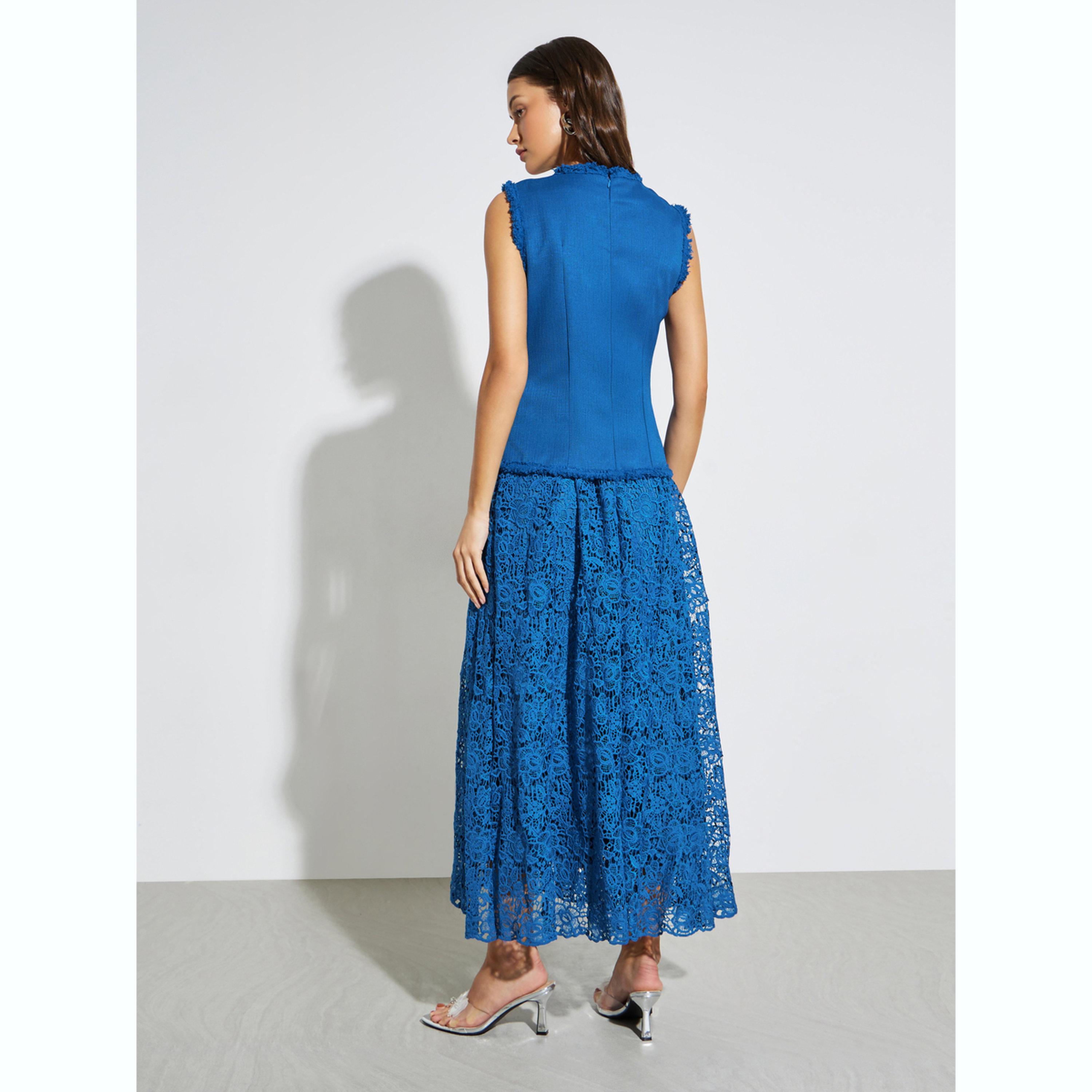 Styli Blue Lace Sleeveless Blazer Maxi Dress-women-clothing-dresses-image-4