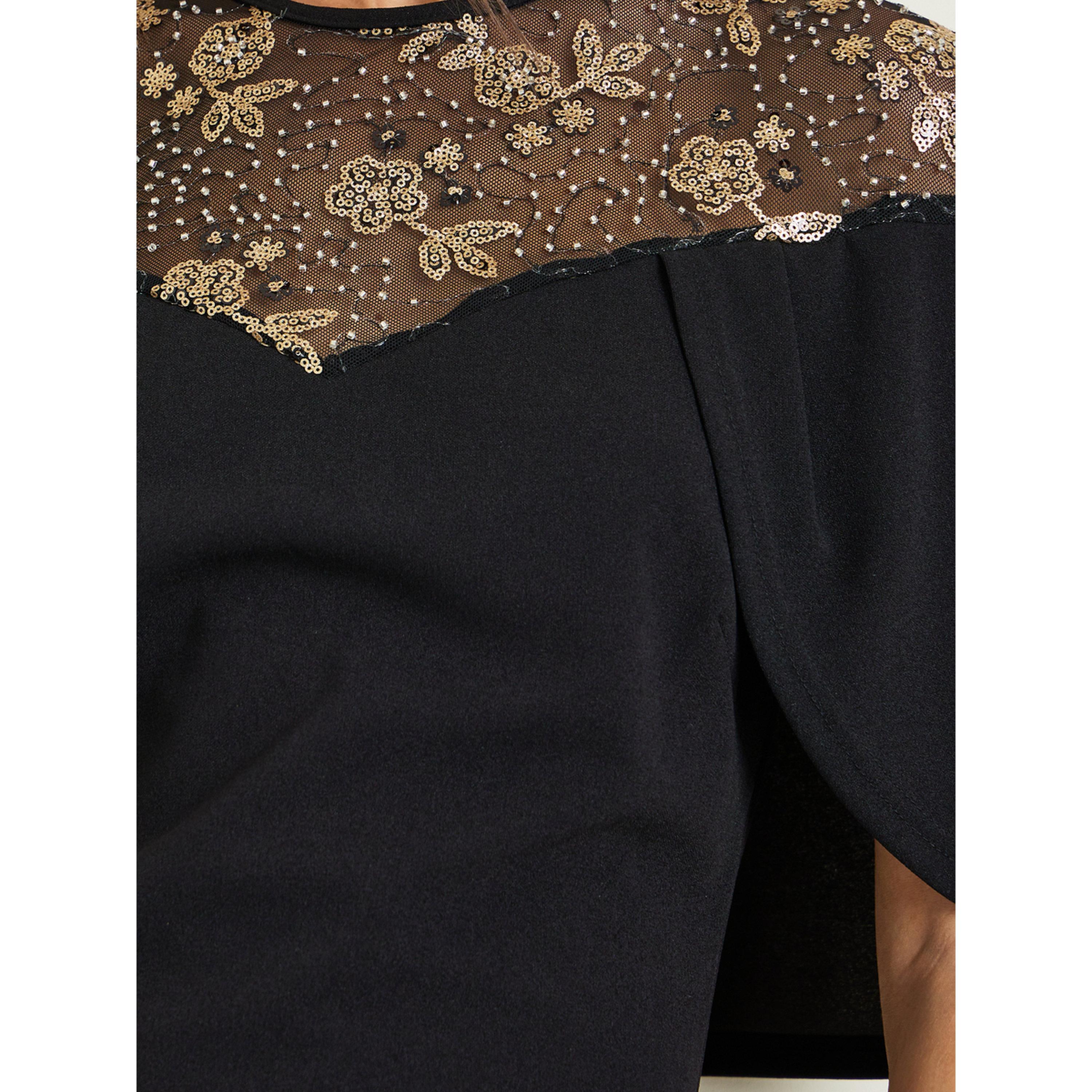 Styli Black Embellished Cape Sleeve Maxi Dress-women-clothing-dresses-image-5