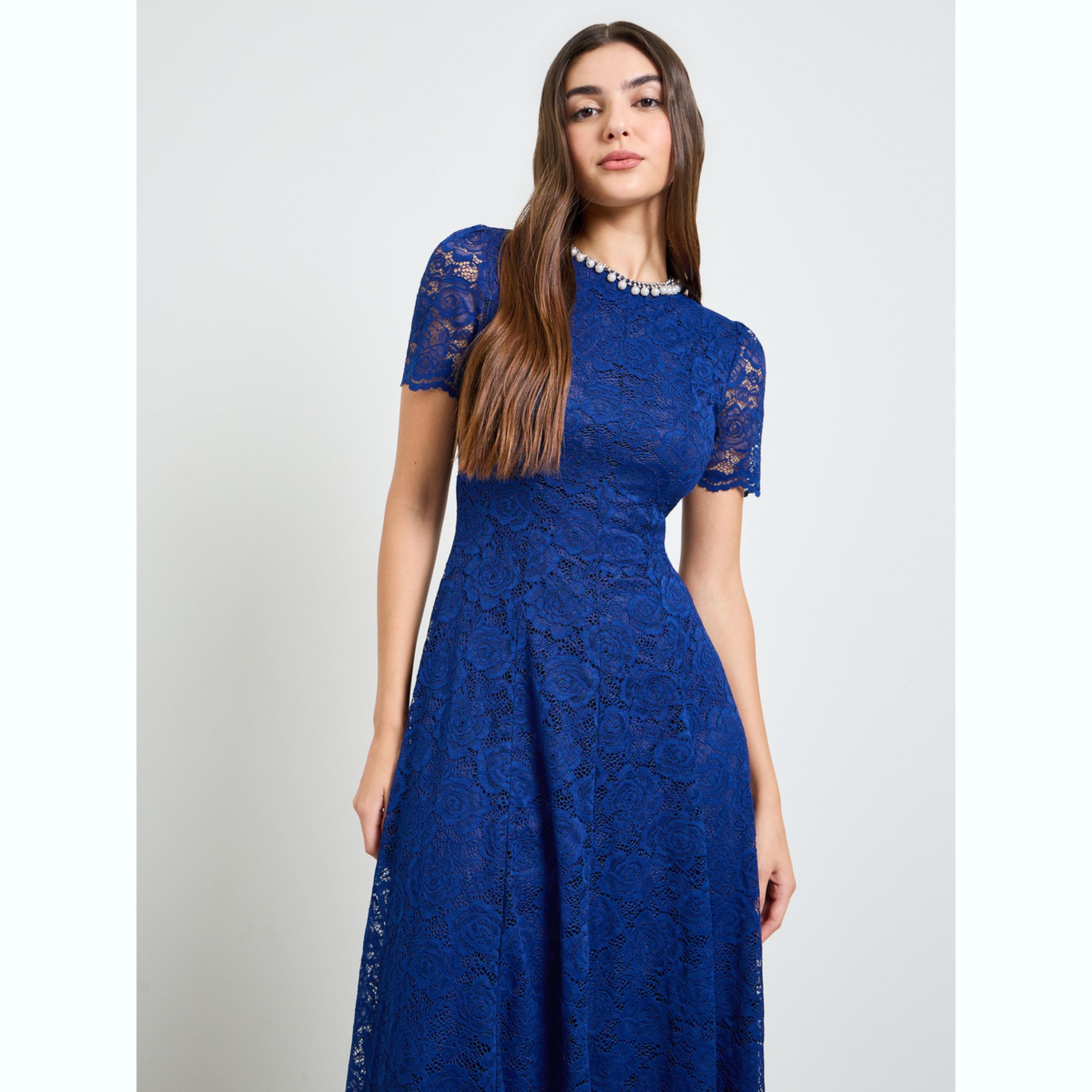 فستان ميدي بحافة واسعة من الدانتيل مع زينة-women-clothing-dresses-image-2