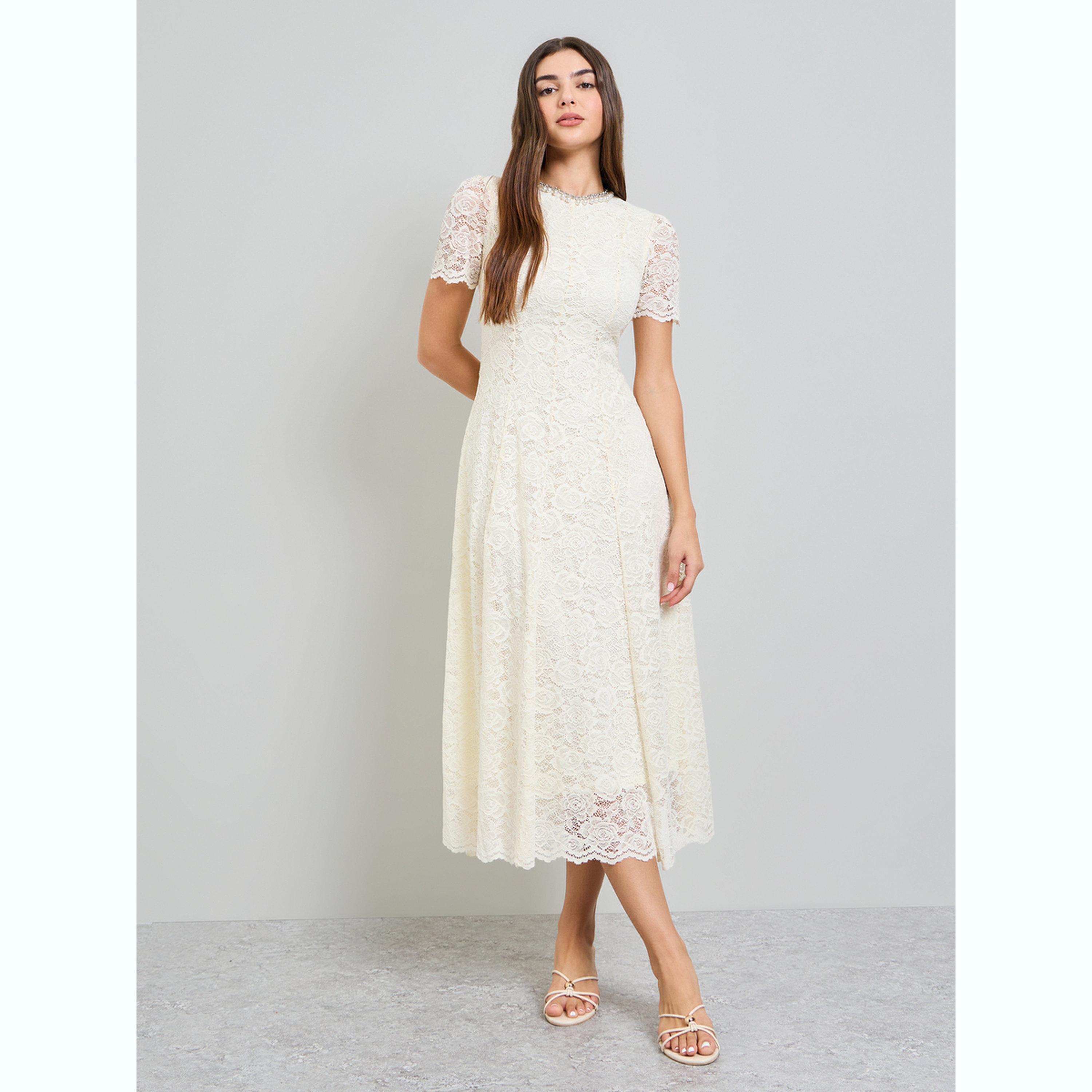 فستان ميدي بحافة واسعة من الدانتيل مع زينة-women-clothing-dresses-image-1