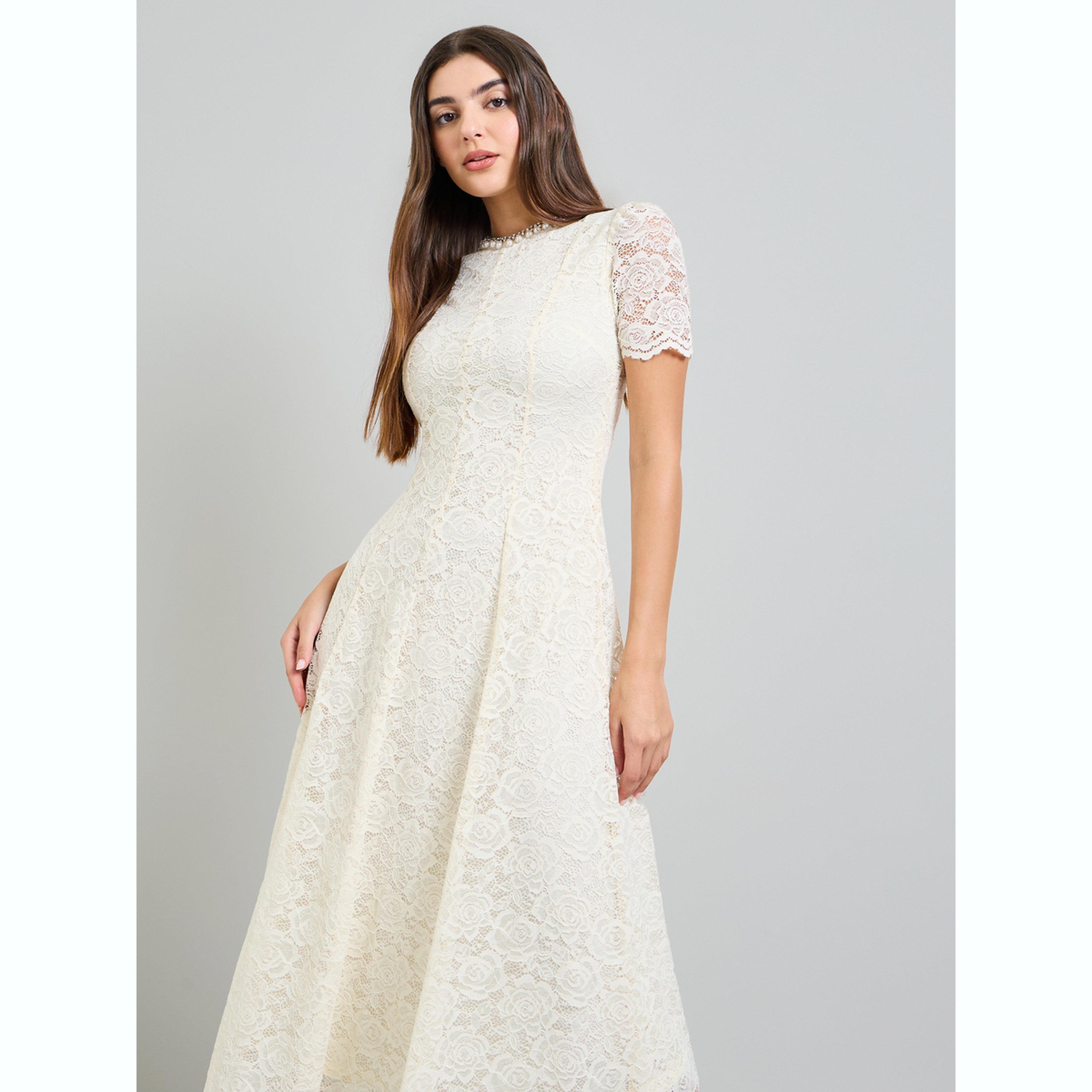 فستان ميدي بحافة واسعة من الدانتيل مع زينة-women-clothing-dresses-image-2