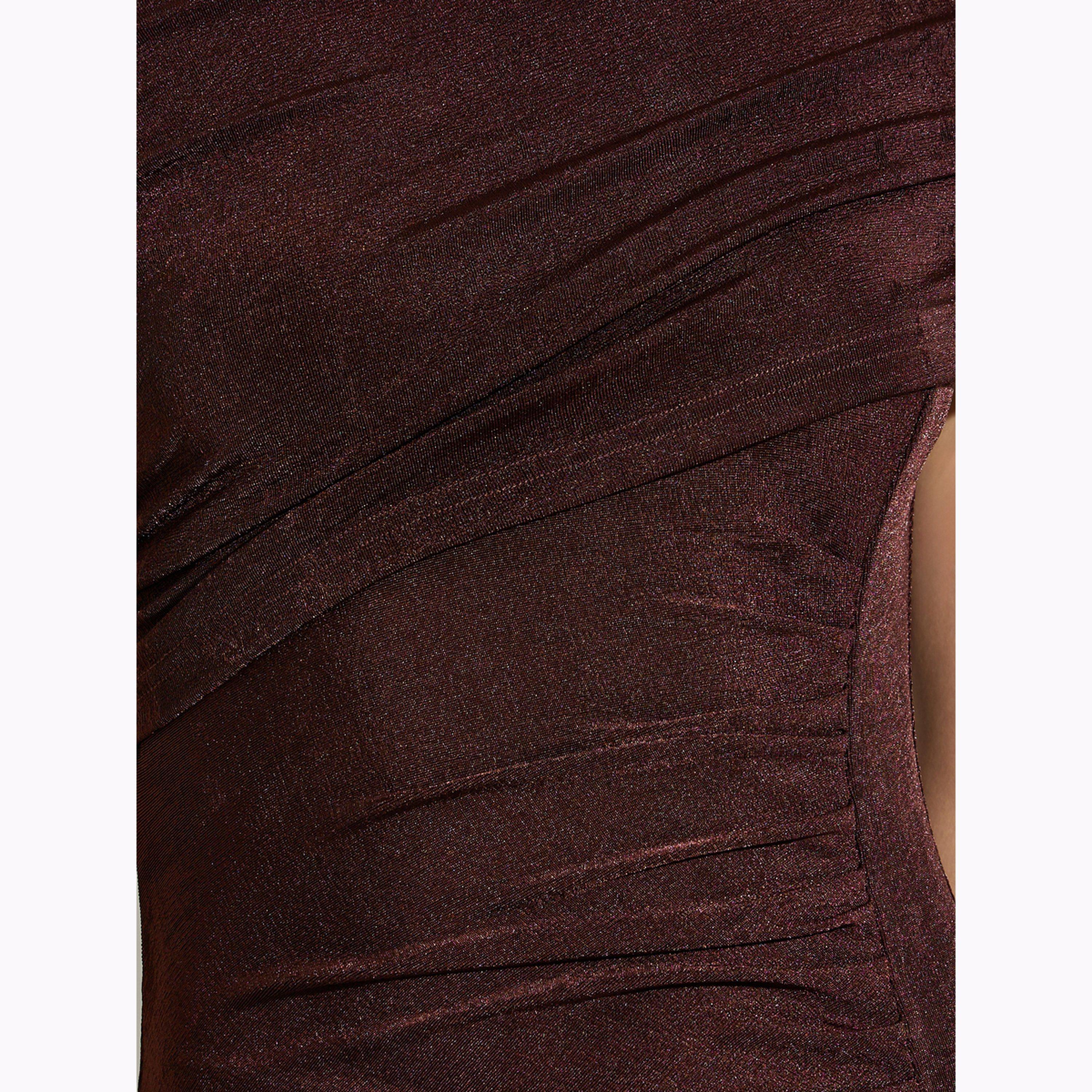 Styli Brown Asymmetric Neck Bodycon Maxi Dress-women-clothing-dresses-image-5