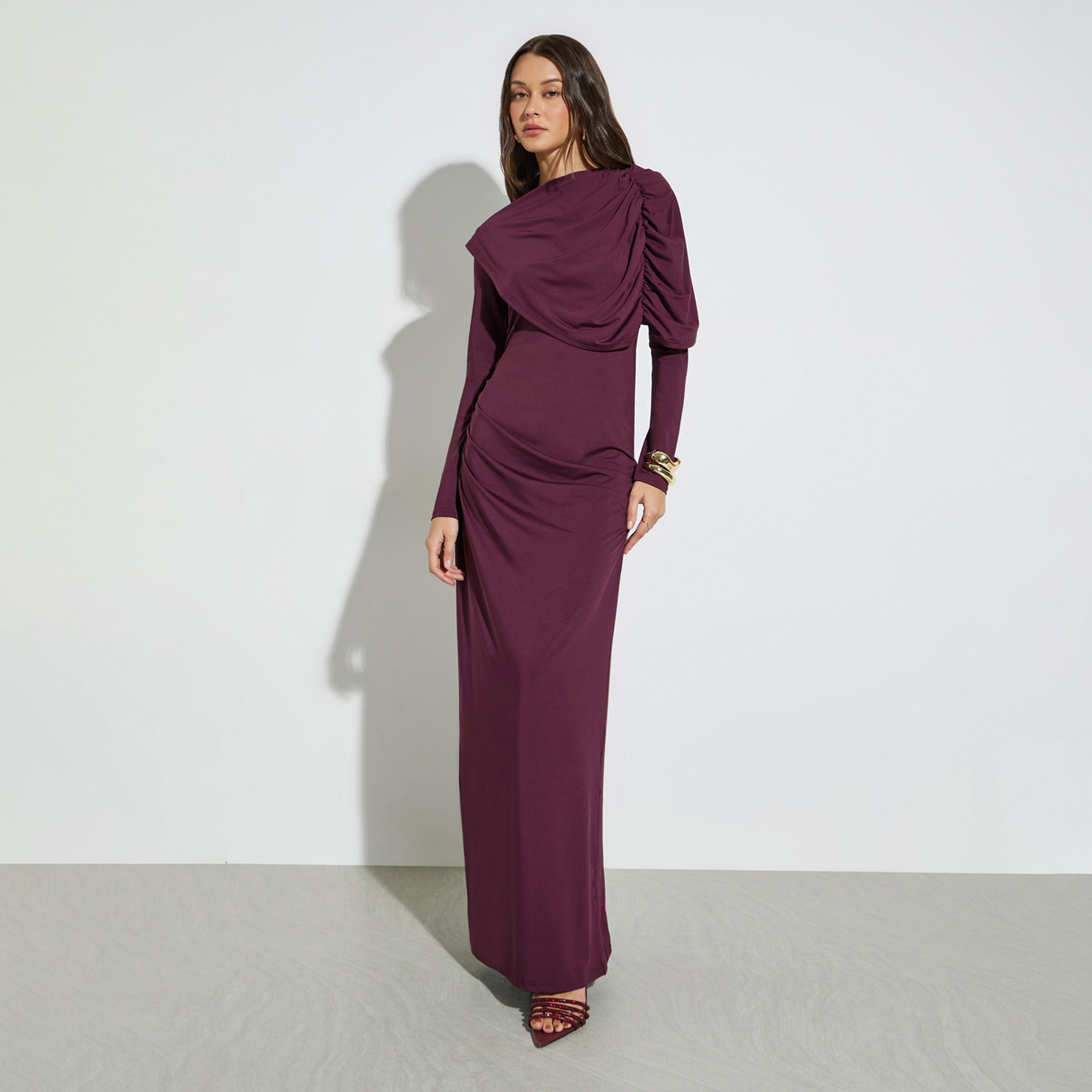 Styli Purple Ruched Draped Maxi Dress-women-clothing-dresses-image-1