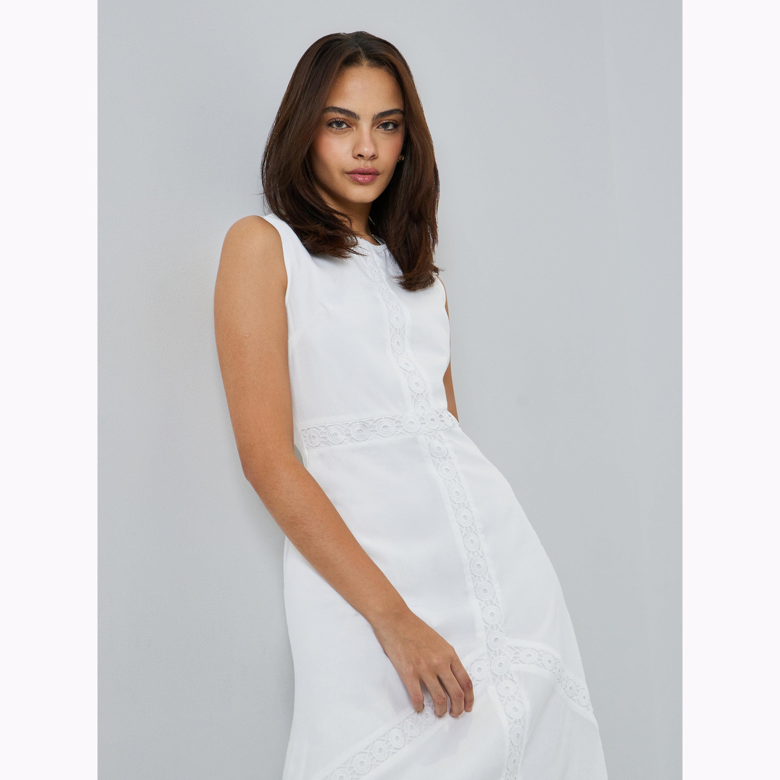 Styli White Self-Design Sleeveless A-Line Maxi Dress-women-clothing-dresses-image-3