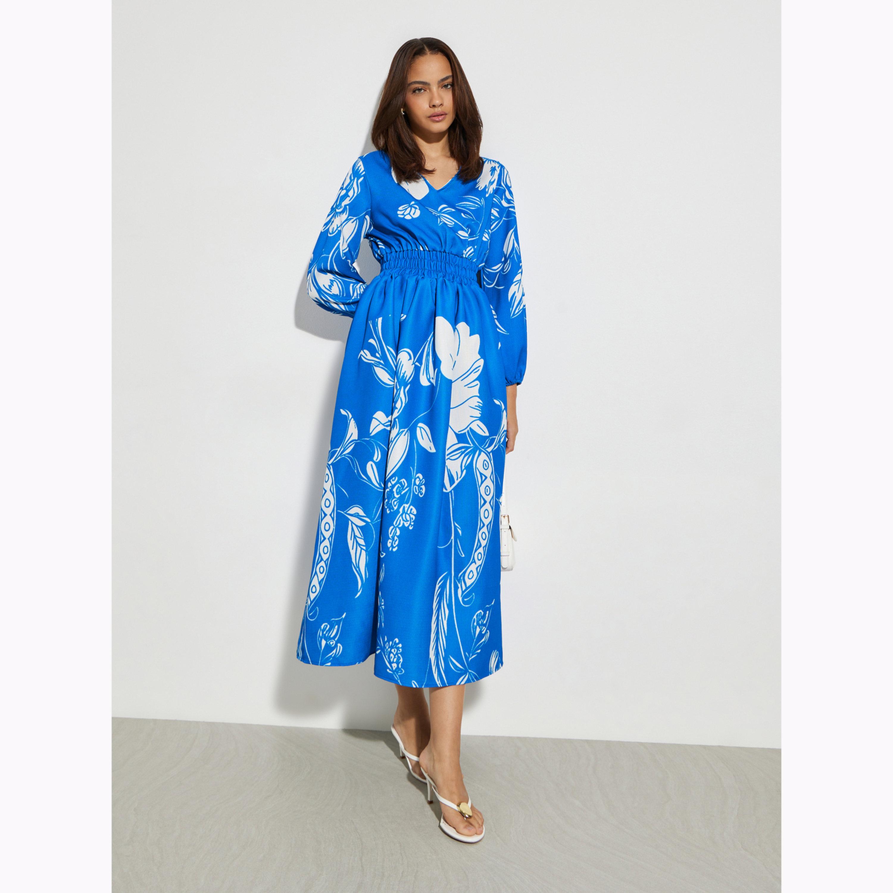 فستان طويل بنقشة زهور-women-clothing-dresses-image-1