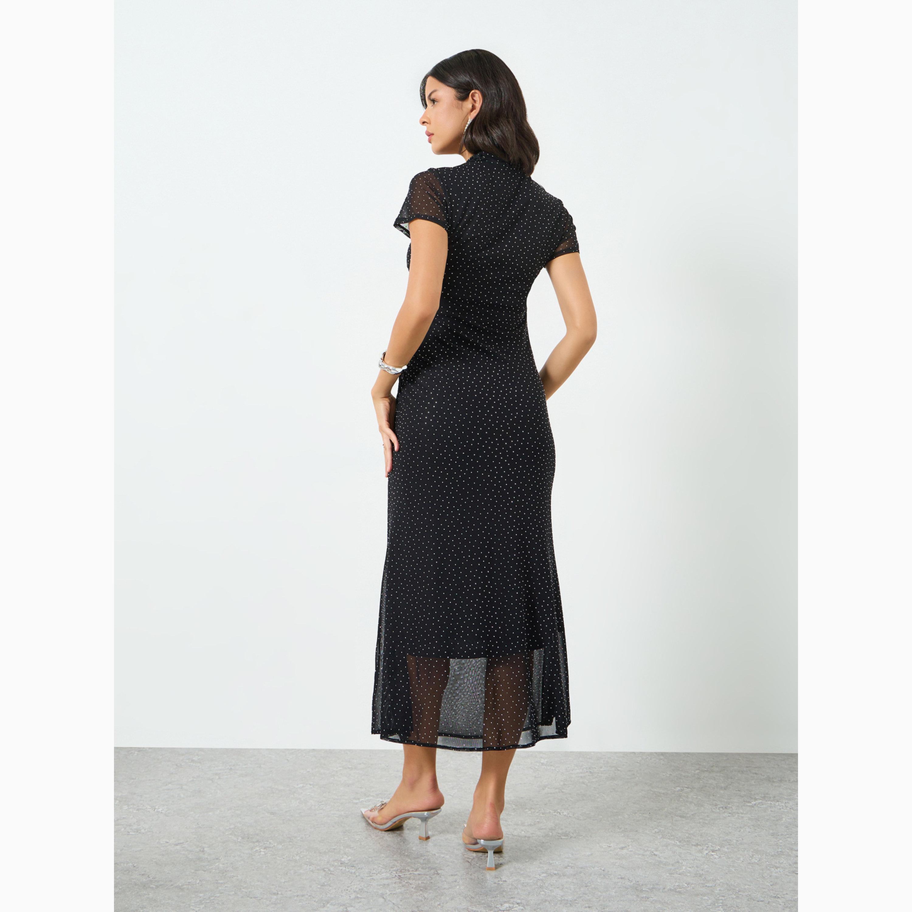 فستان سهرة ميدي بقصة ضيقة ومزين-women-clothing-dresses-image-5