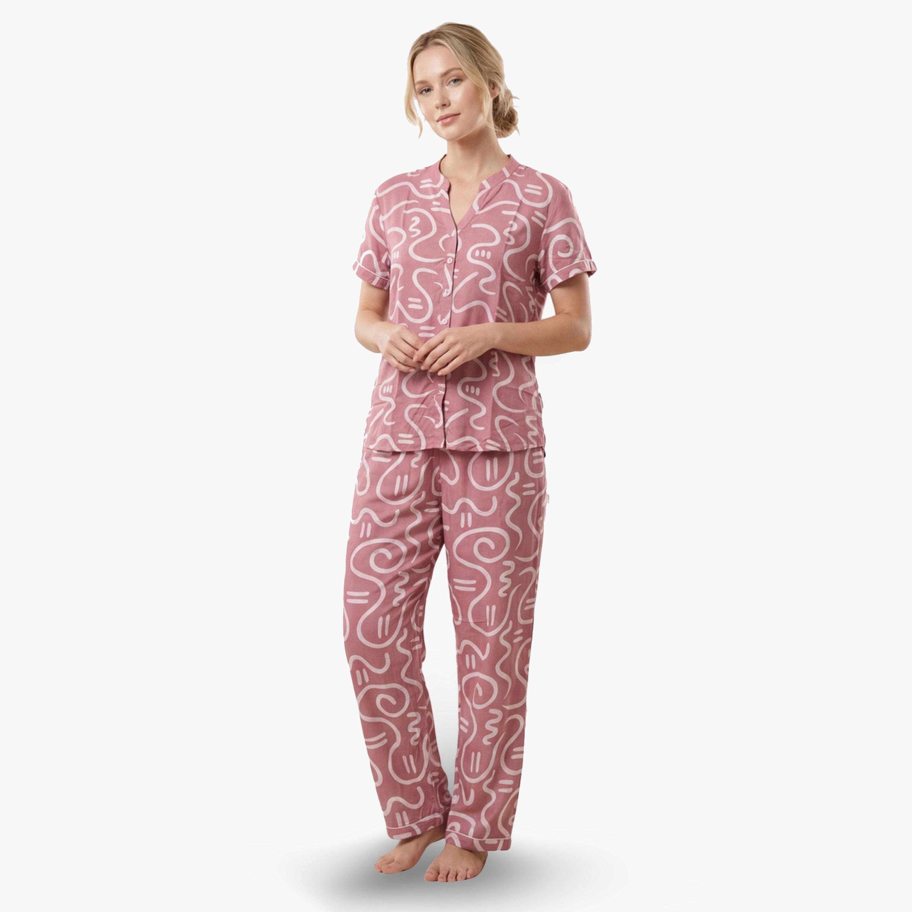 Mish Women All Over Print Cotton Shirt and Pyjama Set-women-clothing-nightwear-pyjamas-longsets-image-1
