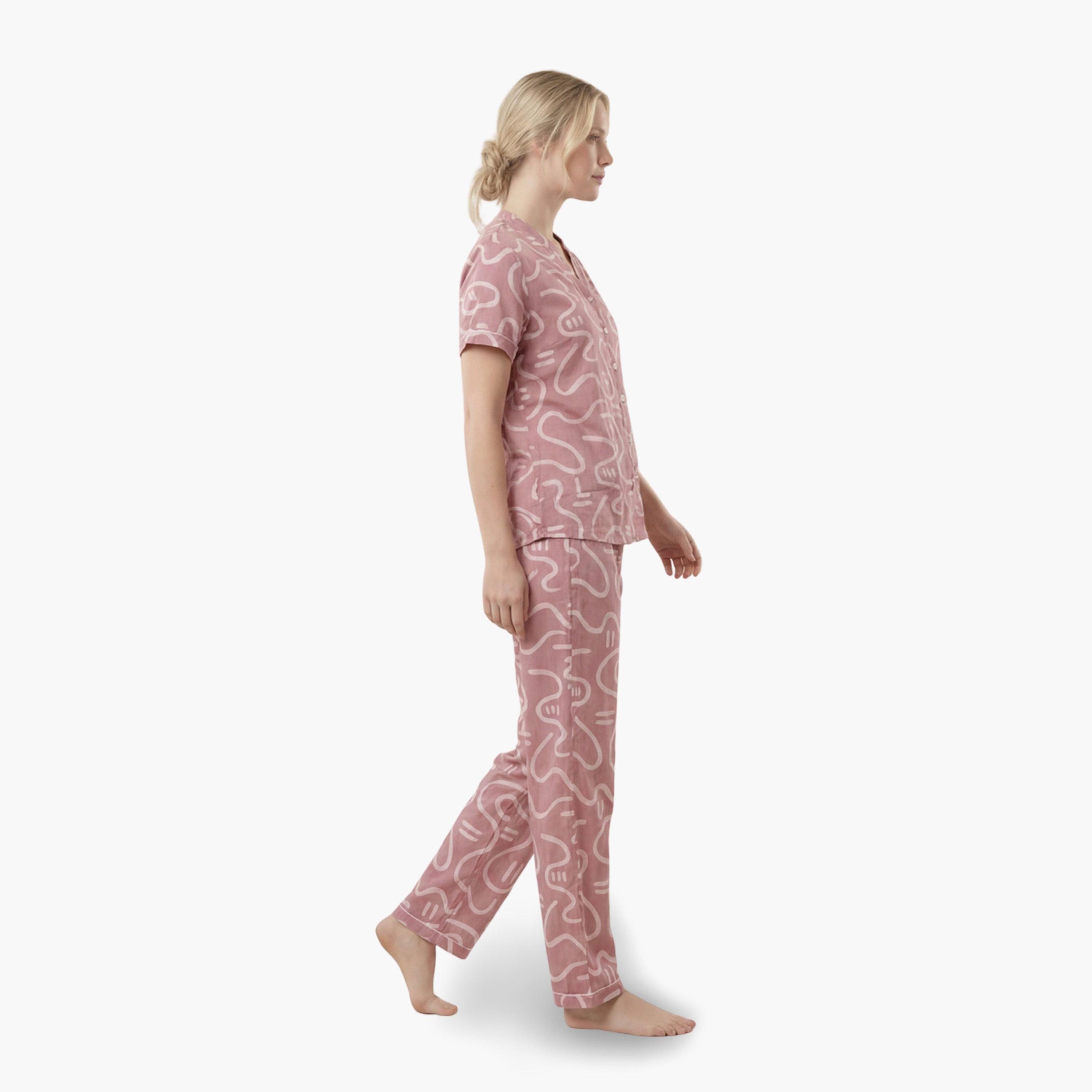 طقم بيجاما من بنطال وقميص قطن بطبعة كاملة-women-clothing-nightwear-pyjamas-longsets-image-3