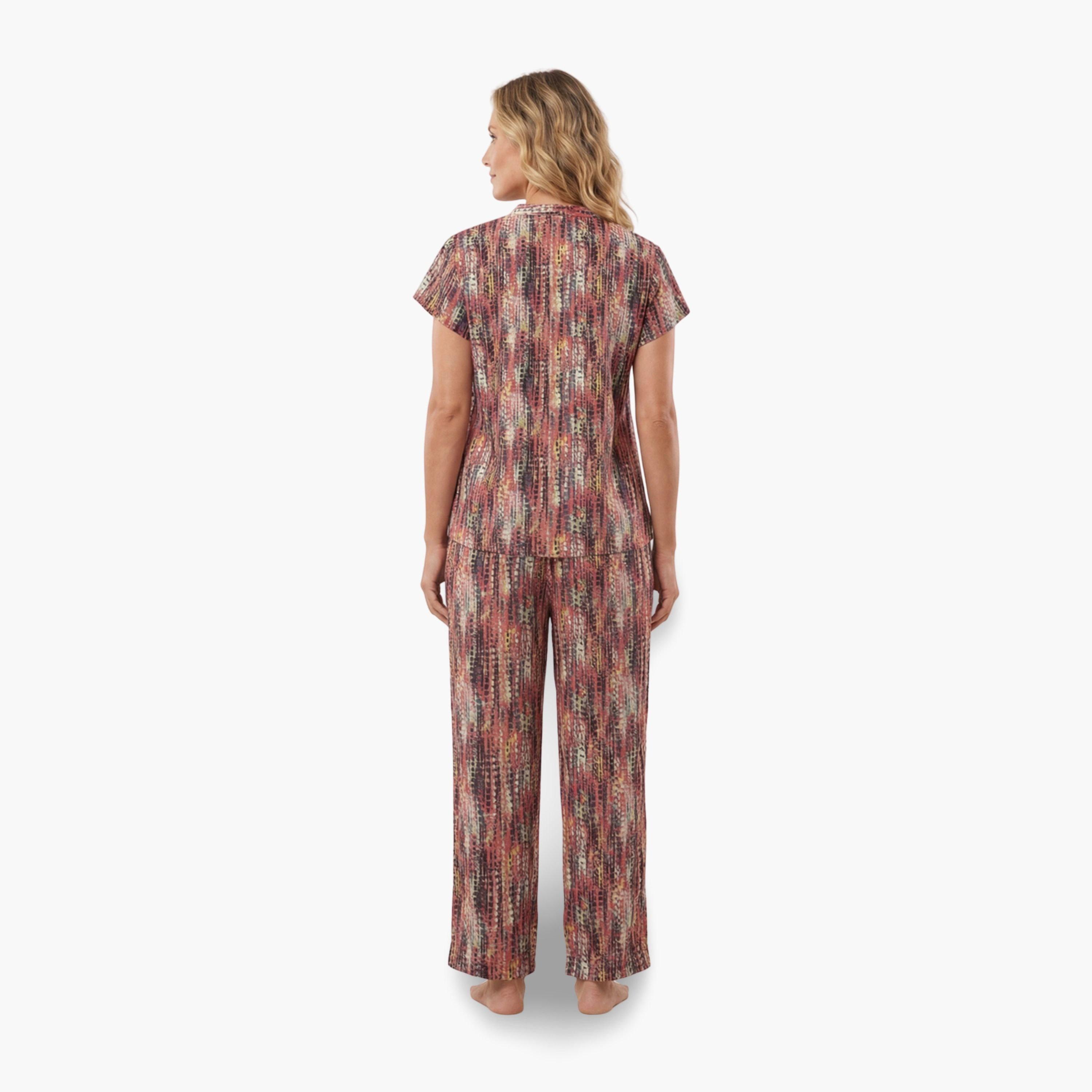 طقم بيجاما من بنطال وقميص قطن بطبعة كاملة-women-clothing-nightwear-pyjamas-longsets-image-4