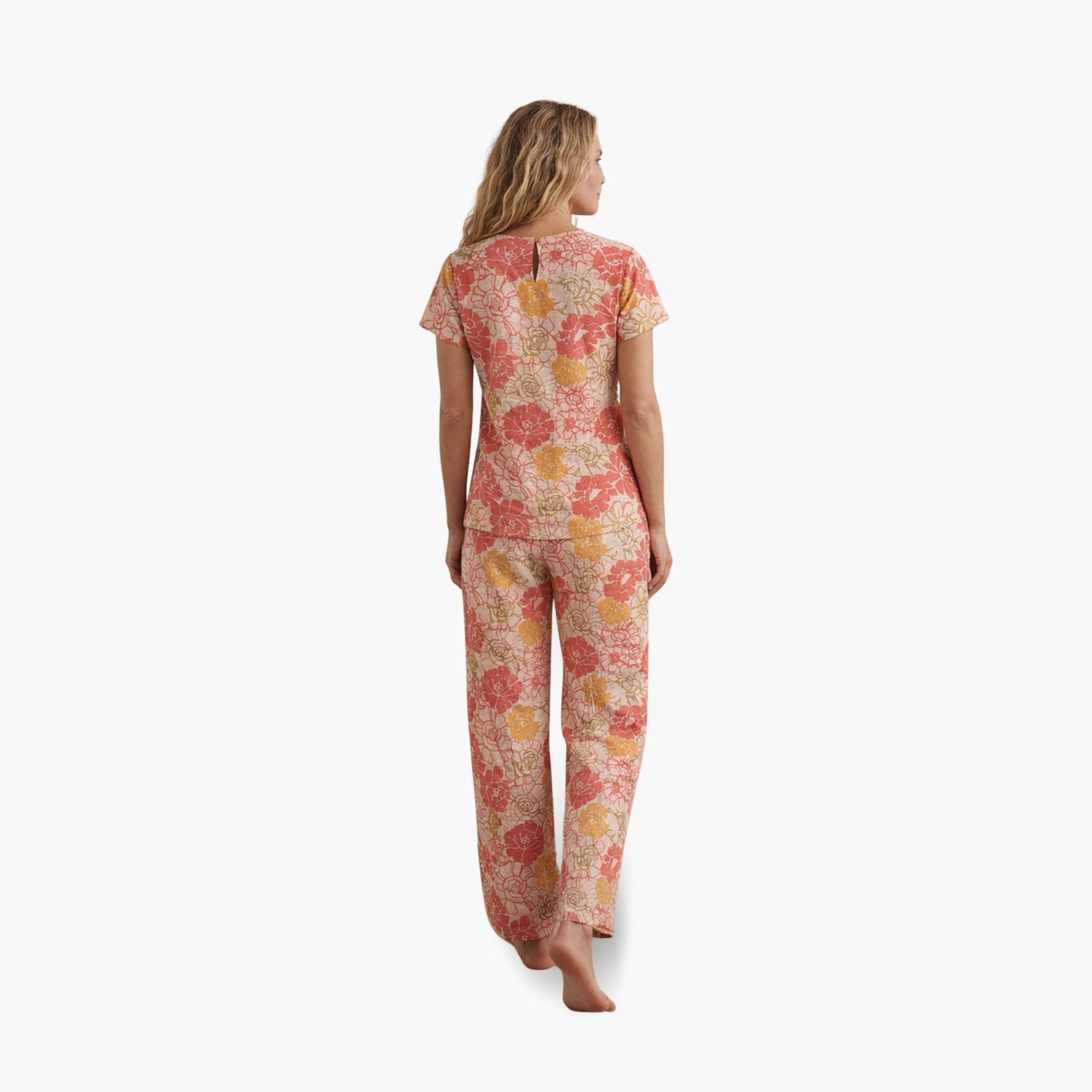 Mish Women Floral Print Cotton Top and Pyjama Set-women-clothing-nightwear-pyjamas-longsets-image-3