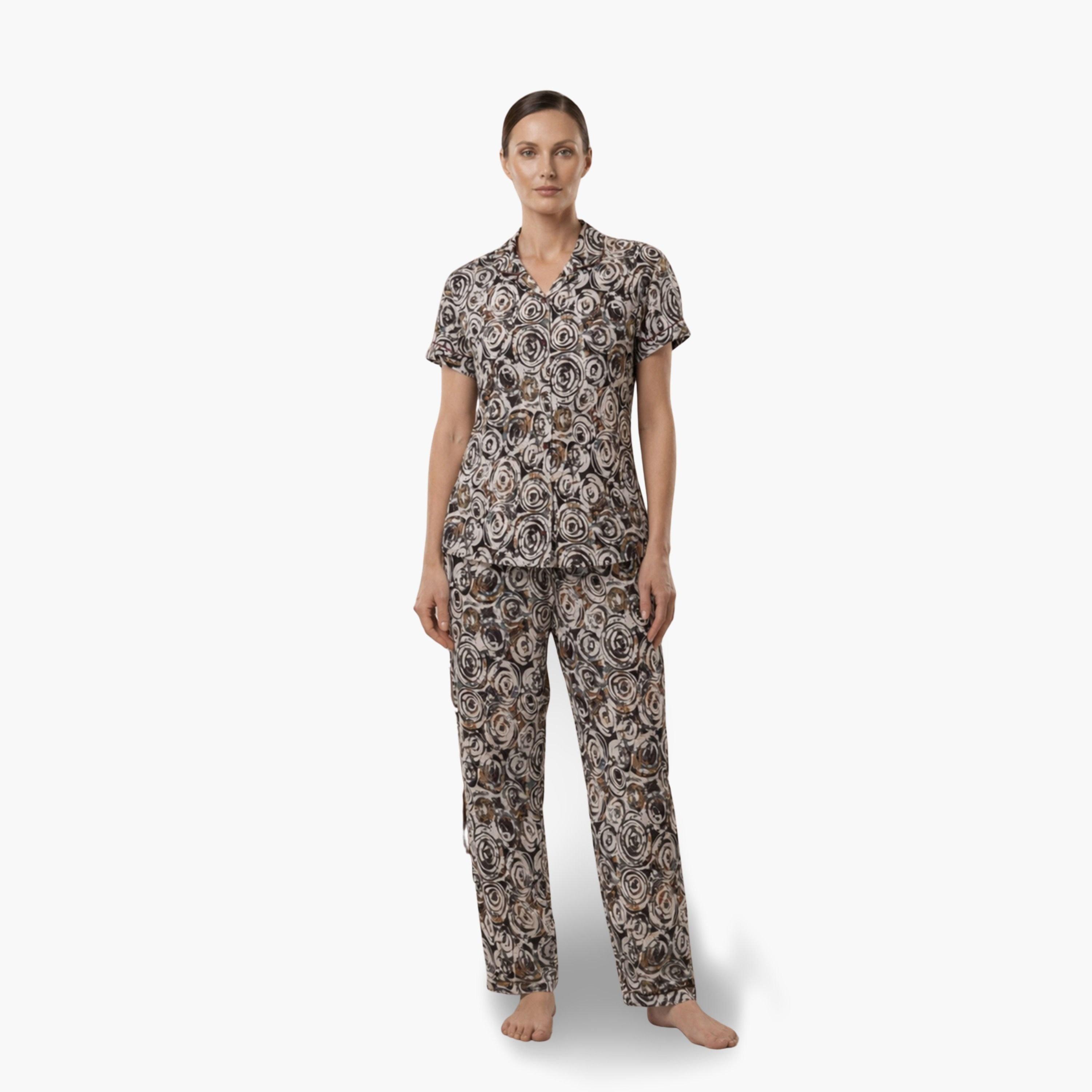 Mish Women All Over Print Cotton Shirt and Pyjama Set-women-clothing-nightwear-pyjamas-longsets-image-1