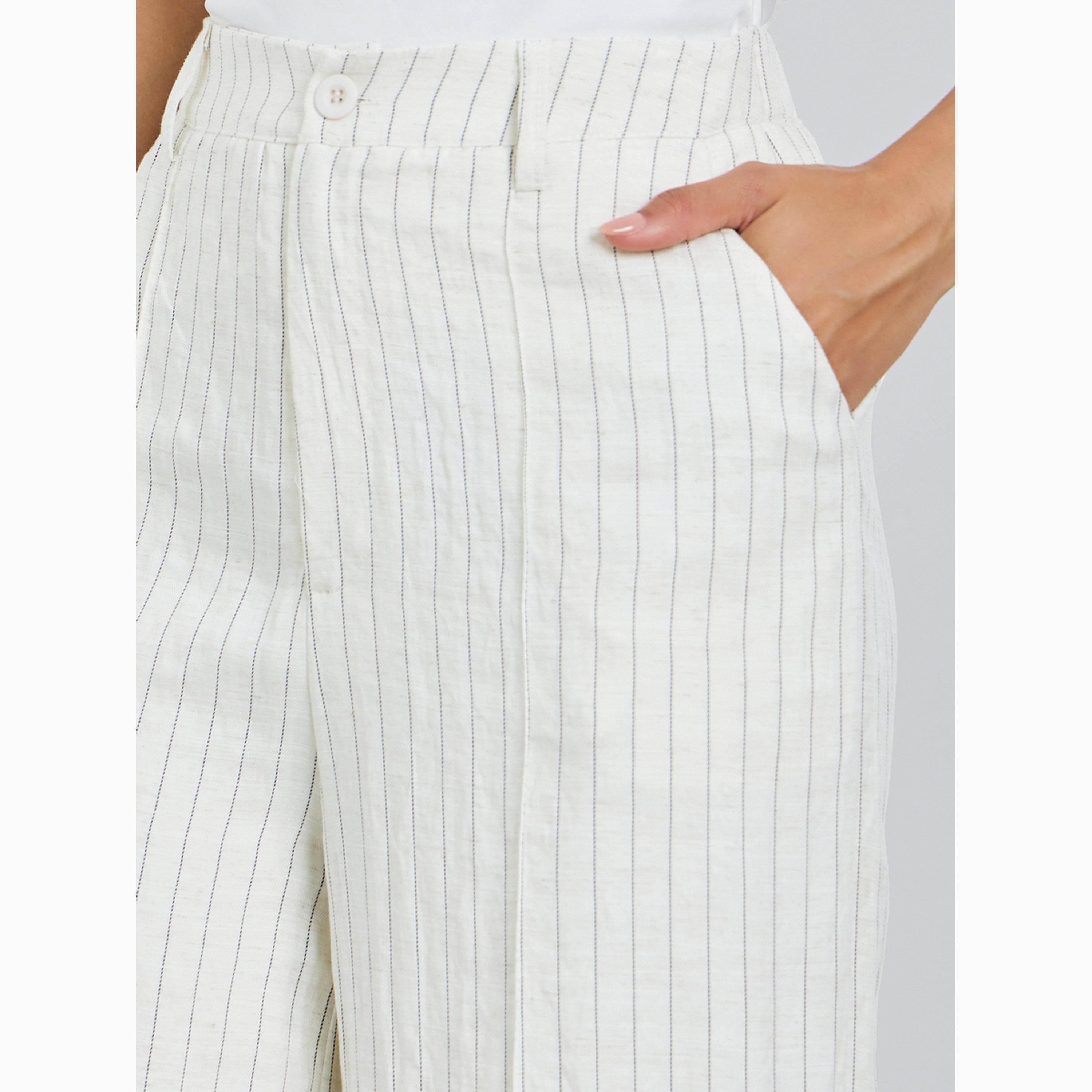 بنطال مخطط بأرجل واسعة-women-clothing-bottoms-trousers-image-3