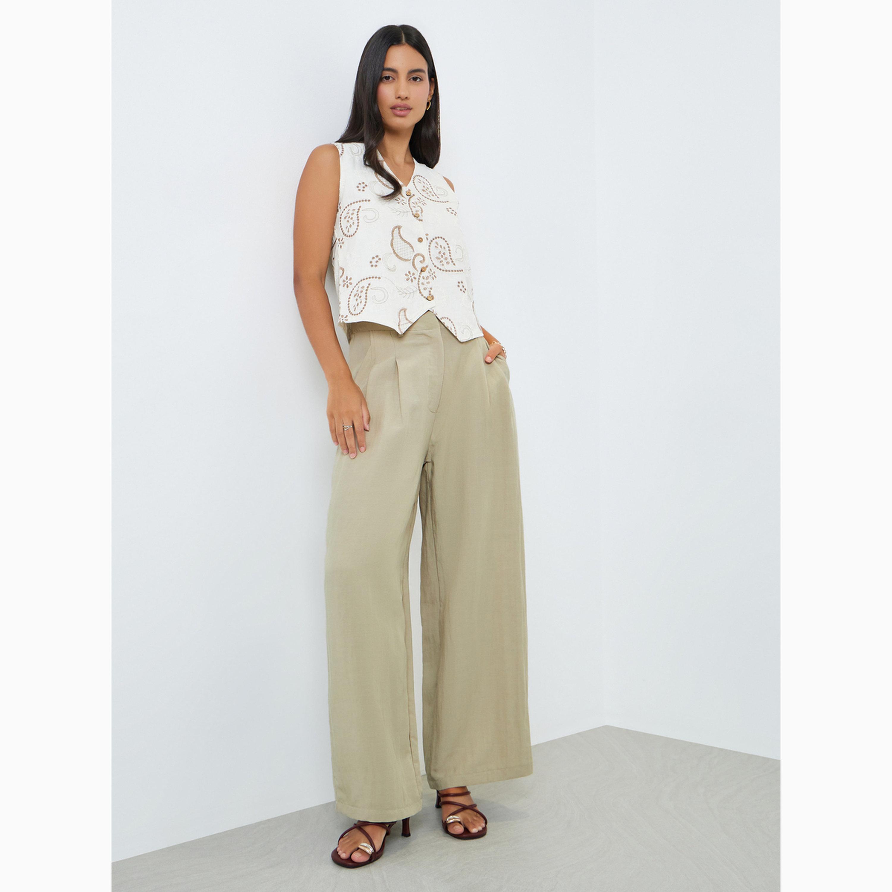 بنطال بأرجل واسعة وجيب جانبي-women-clothing-bottoms-trousers-image-2