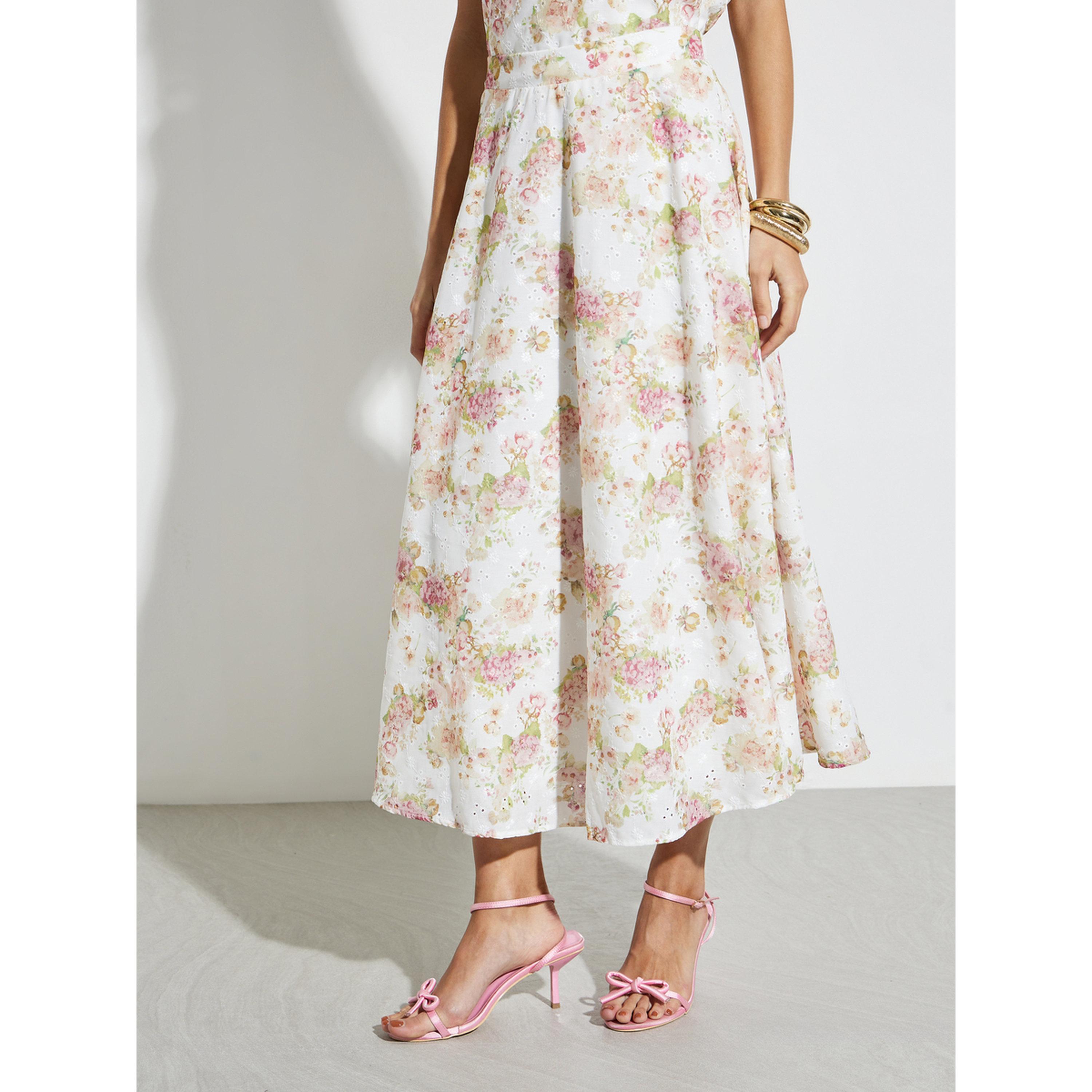 تنورة ميدي بطبعة أزهار وتطريز شيفلي-women-clothing-skirts-image-1