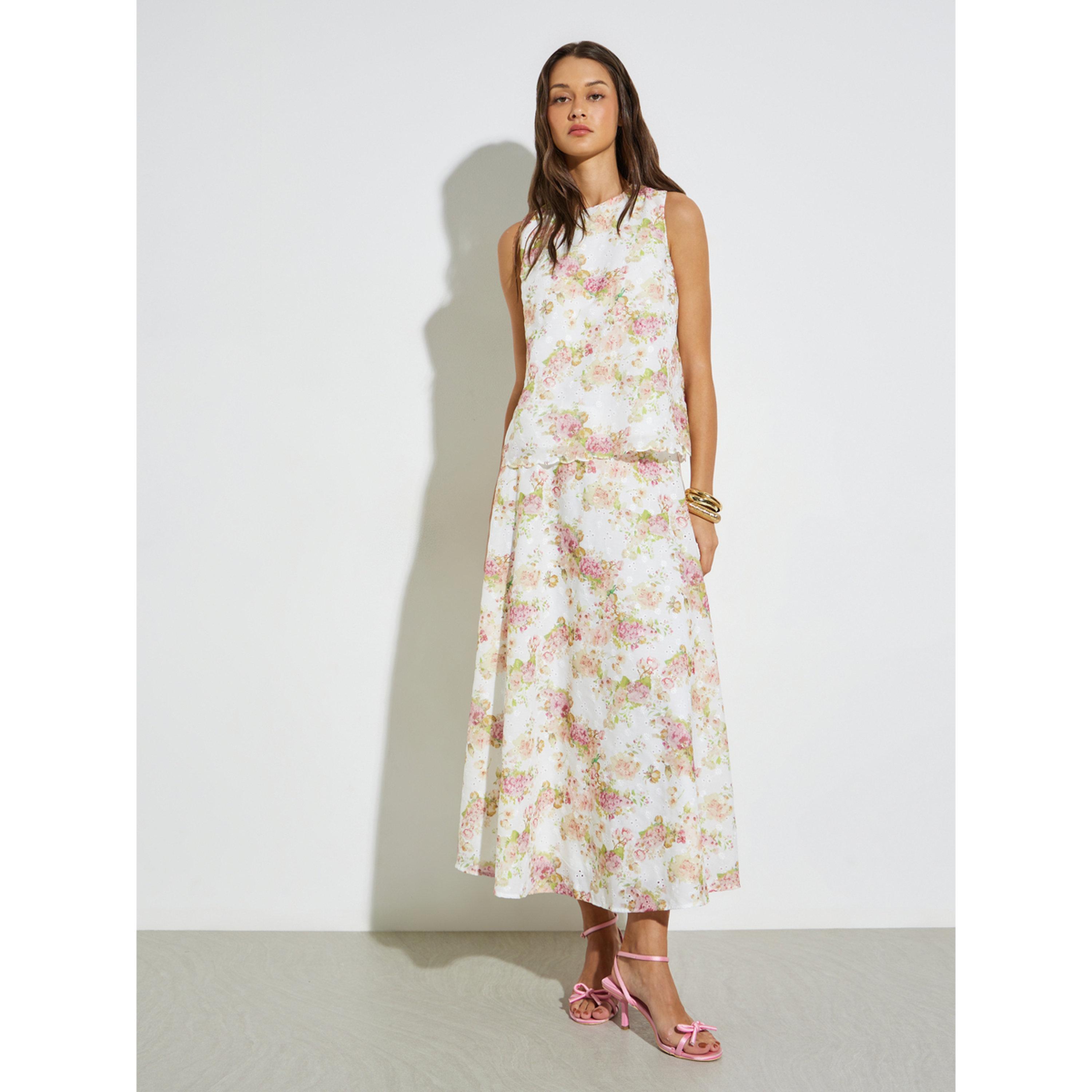 تنورة ميدي بطبعة أزهار وتطريز شيفلي-women-clothing-skirts-image-2