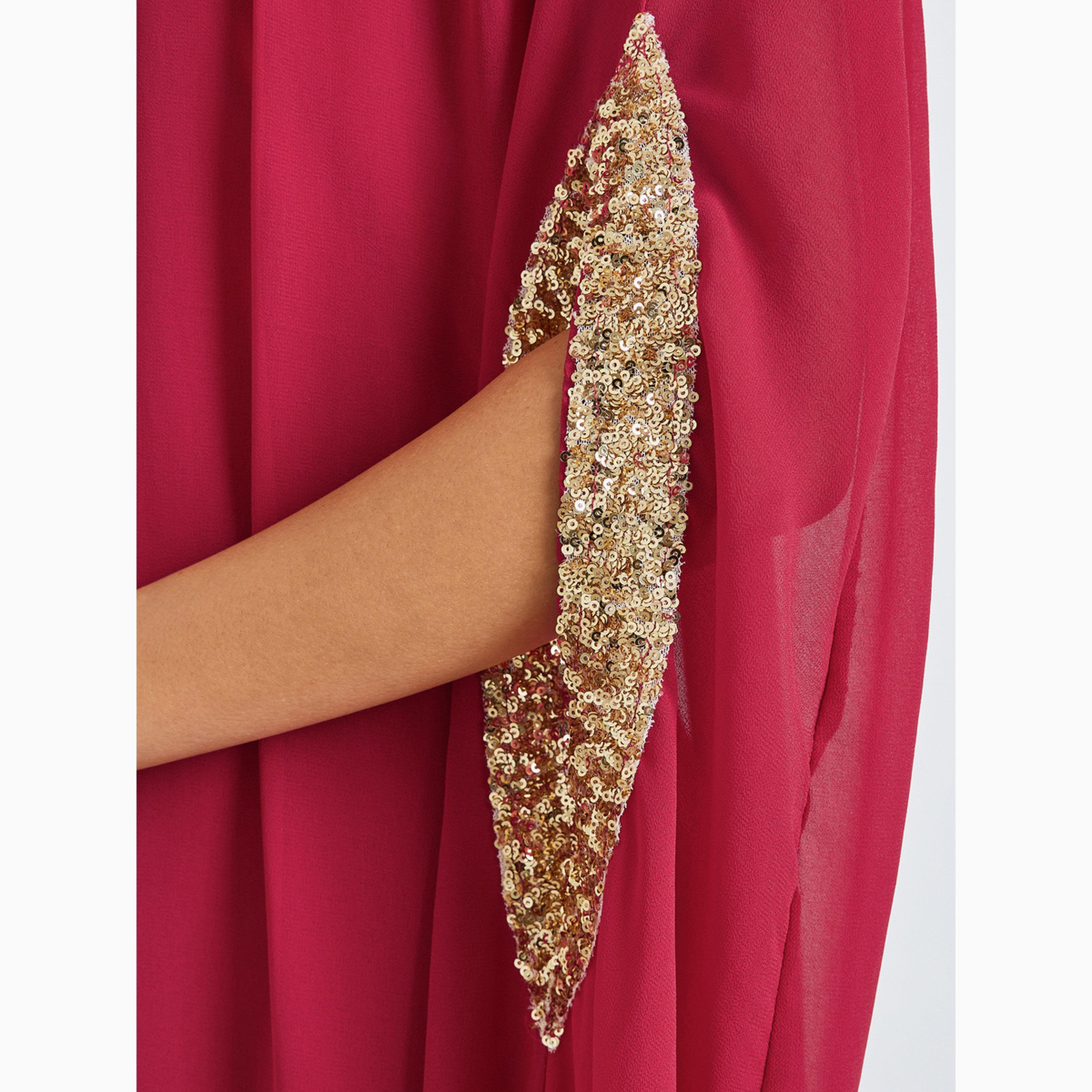 Styli Red Sequined Kaftan Maxi Dress-women-clothing-dresses-image-4