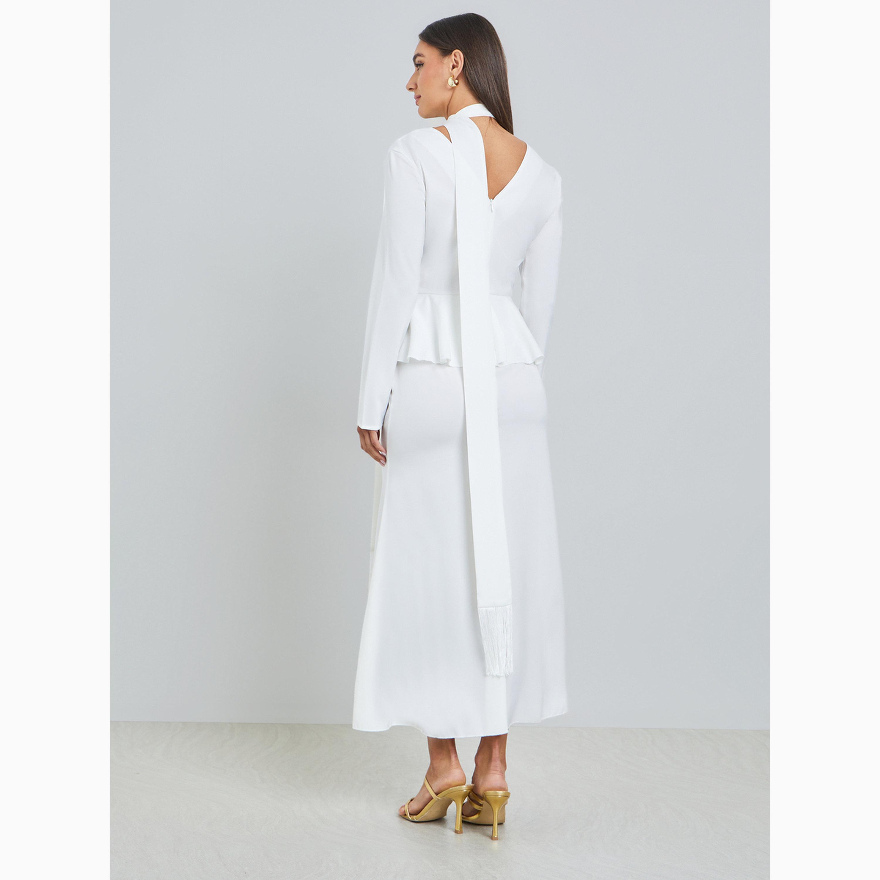 فستان طويل ببيبلوم وكشكش ورباط ياقة-women-clothing-dresses-image-6