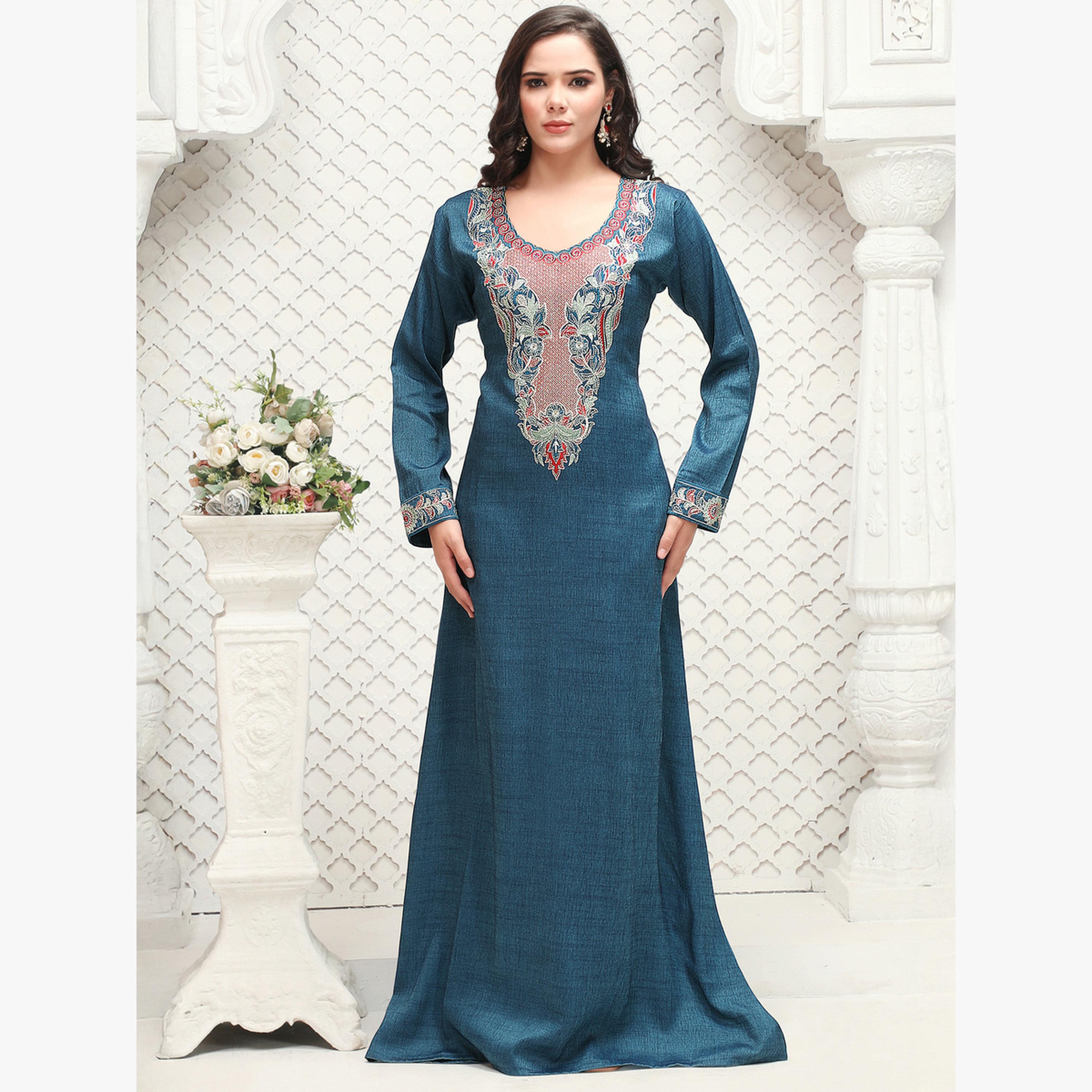جلابية طويلة بتطريز يدوي-women-arabicclothing-jalabiyas-image-1