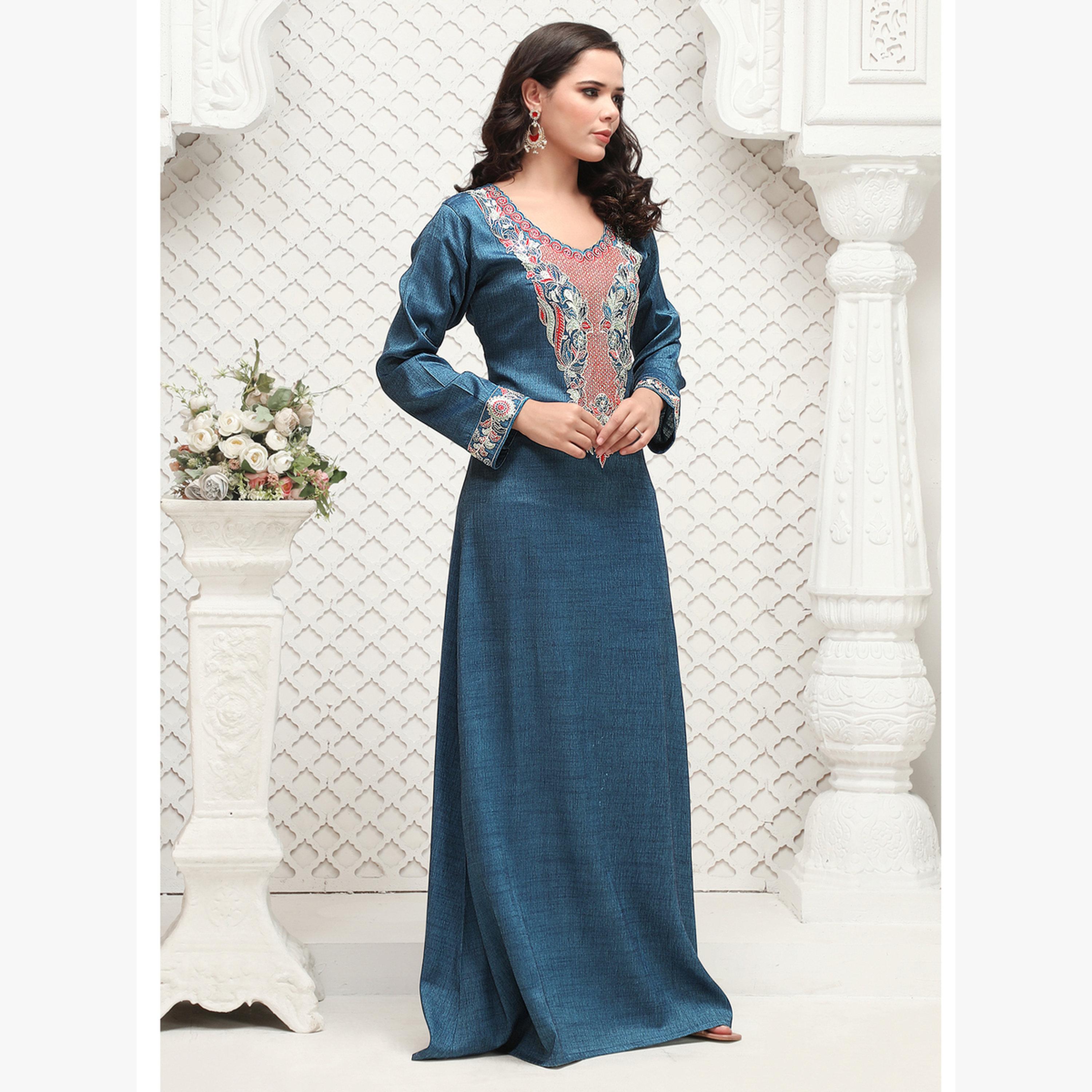 جلابية طويلة بتطريز يدوي-women-arabicclothing-jalabiyas-image-2