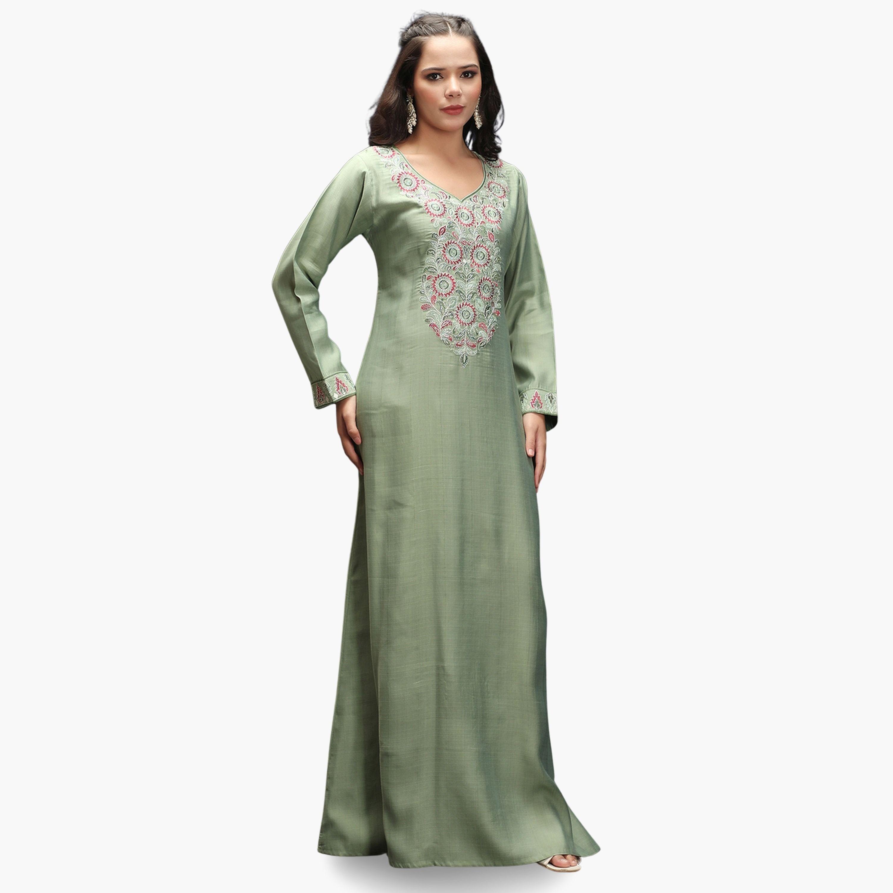 جلابية طويلة بتطريز يدوي-women-arabicclothing-jalabiyas-image-1