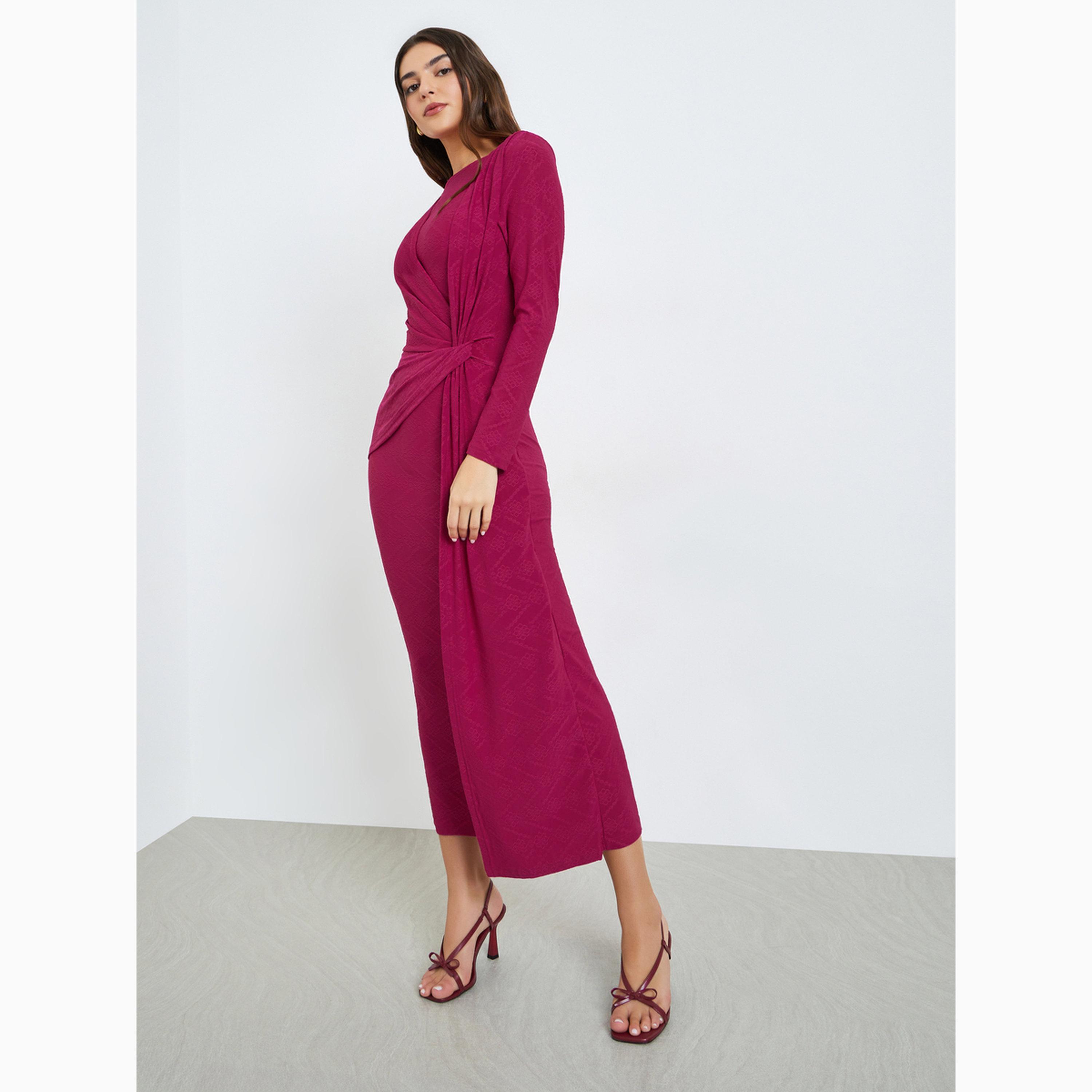 فستان طويل بتفاصيل رباط لف-women-clothing-dresses-image-2