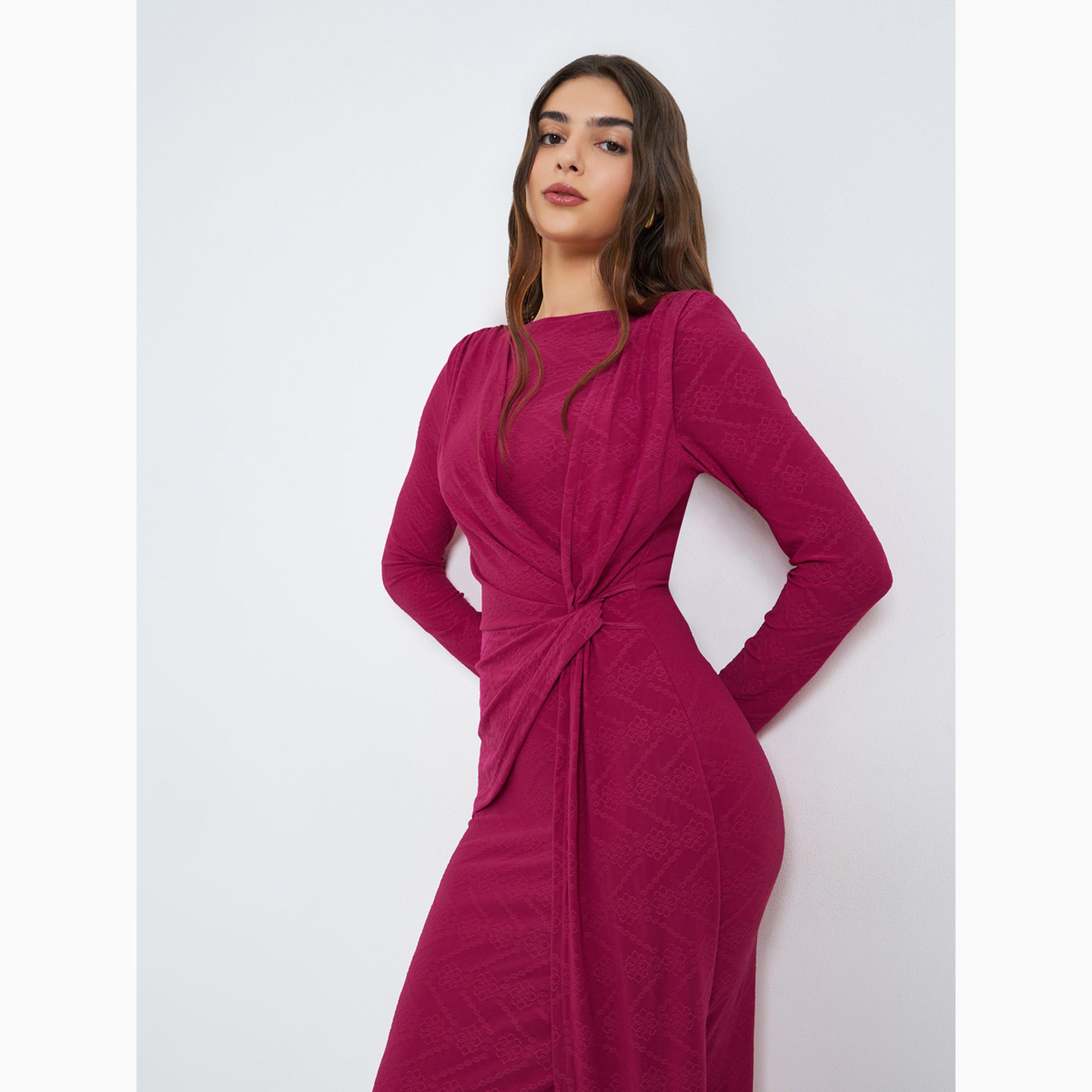 فستان طويل بتفاصيل رباط لف-women-clothing-dresses-image-4