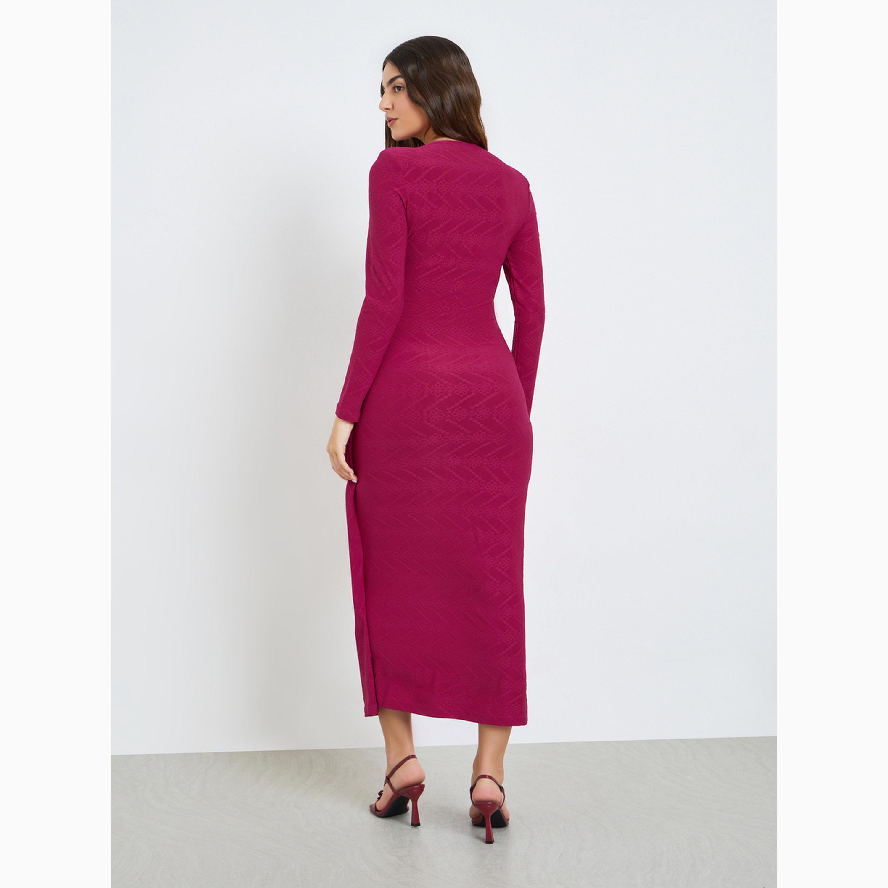 فستان طويل بتفاصيل رباط لف-women-clothing-dresses-image-5