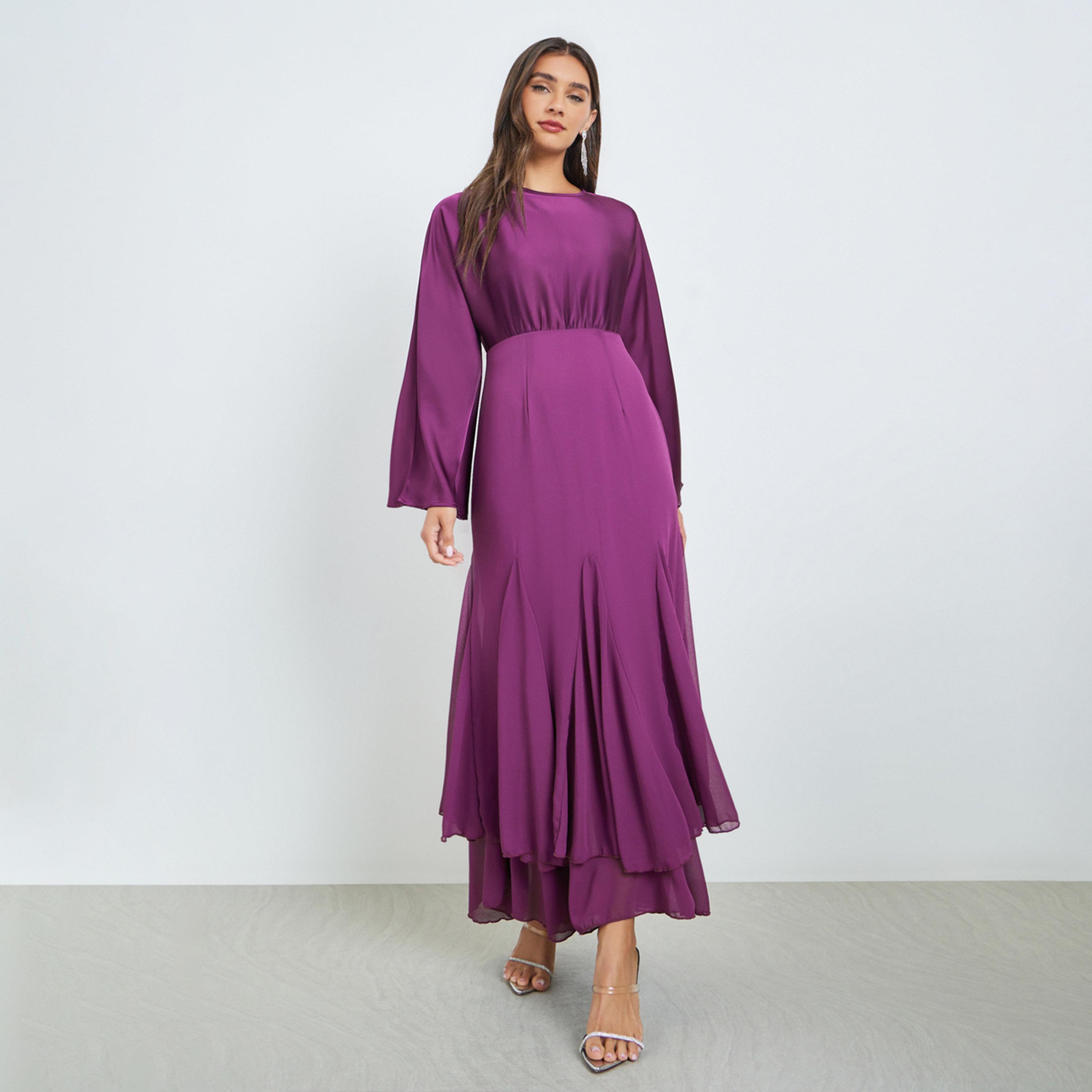 فستان طويل بأكمام واسعة وحافة ميرميد-women-clothing-dresses-image-1
