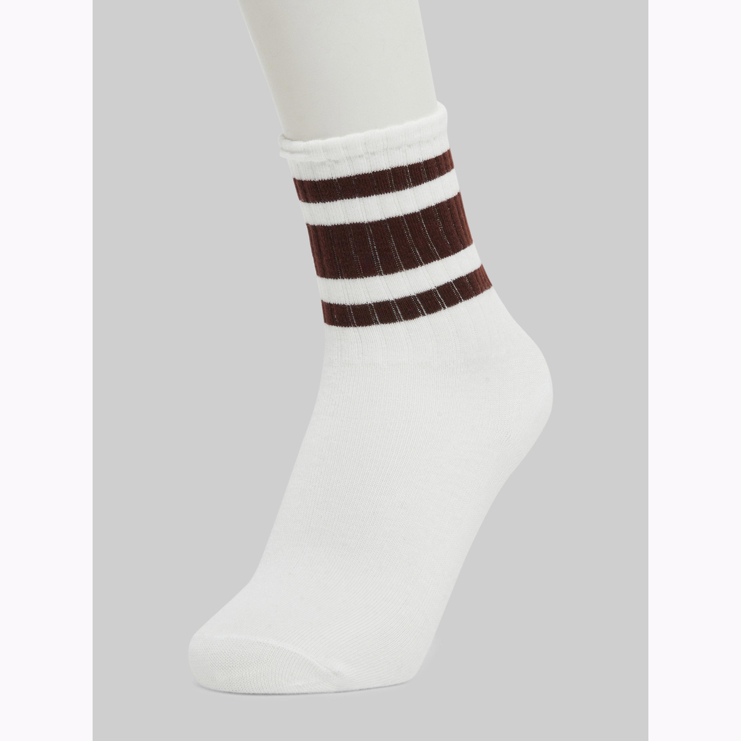 Styli White Striped Yoga Socks-women-socksandstockings-image-1