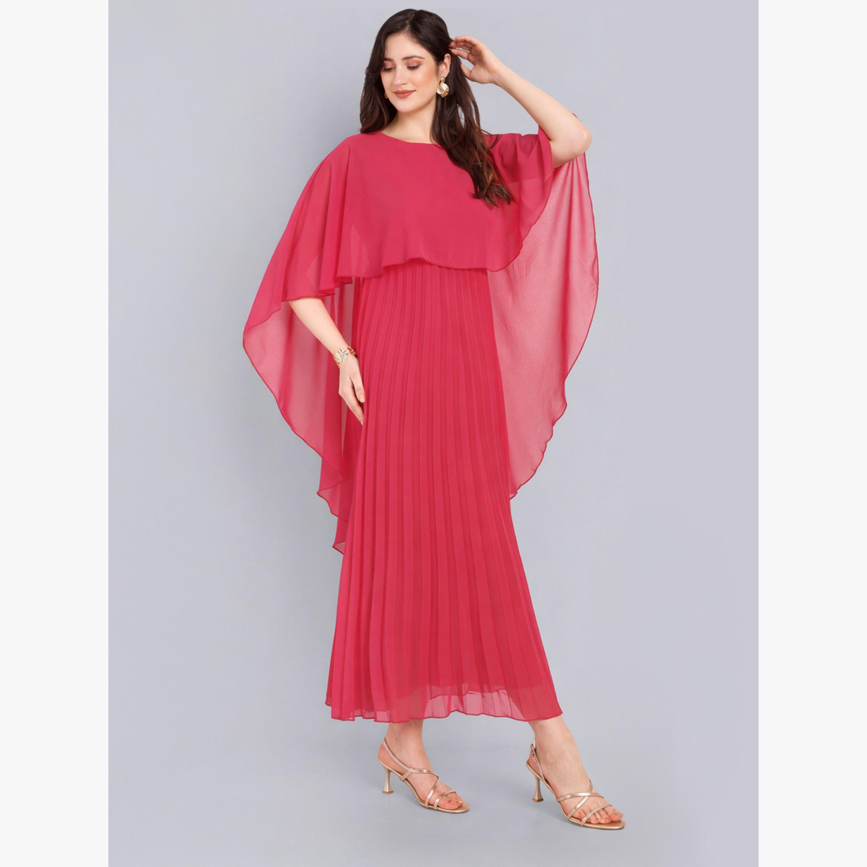 فستان طويل بأكمام كيب ومزين بكسرات-women-clothing-dresses-image-2