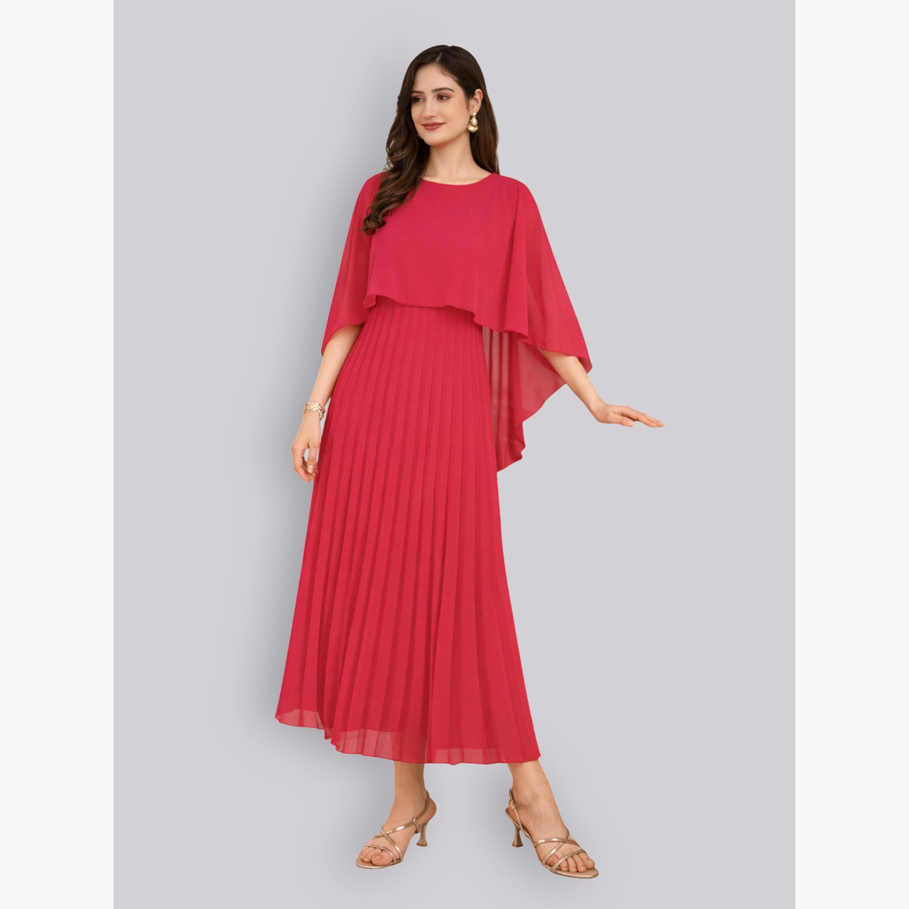 فستان طويل بأكمام كيب ومزين بكسرات-women-clothing-dresses-image-3