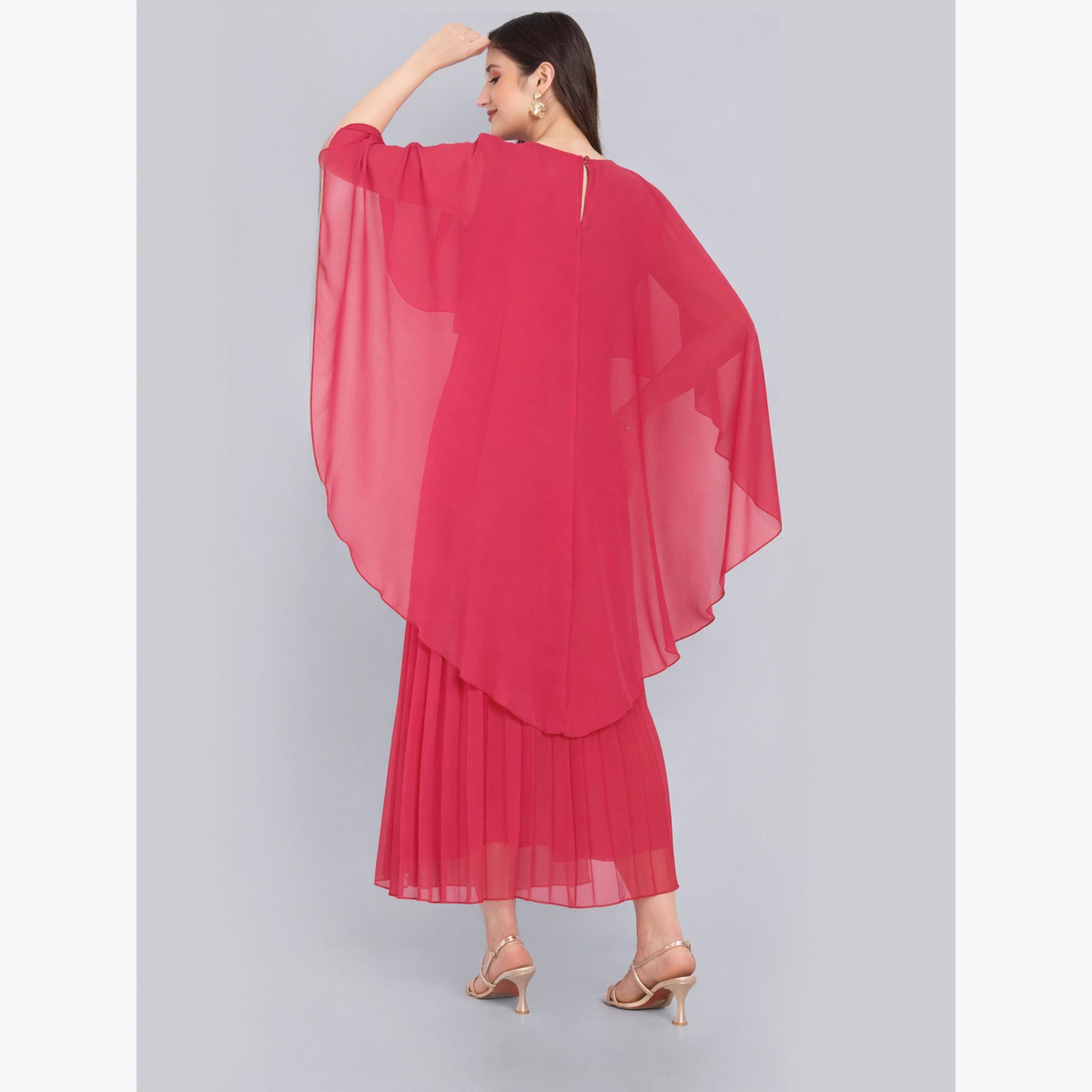 فستان طويل بأكمام كيب ومزين بكسرات-women-clothing-dresses-image-4