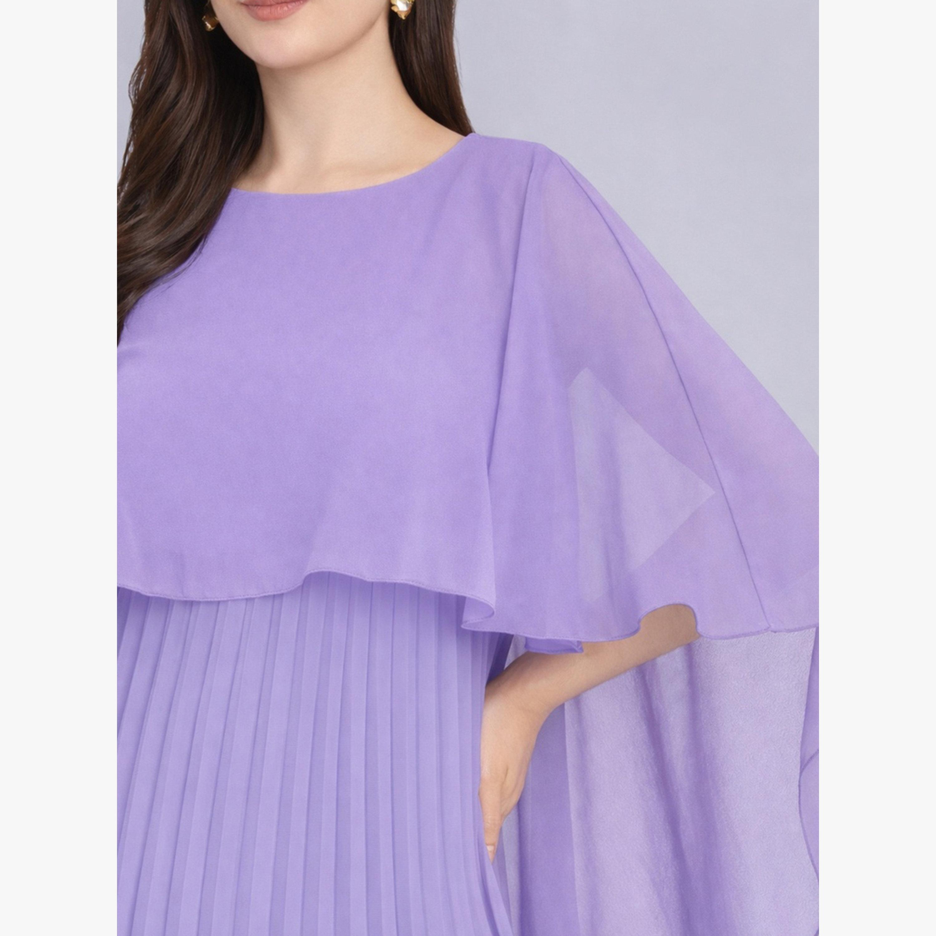 HOUSE OF RAELI X Styli Purple Cape Sleeve Pleated Maxi Dress-women-clothing-dresses-image-5