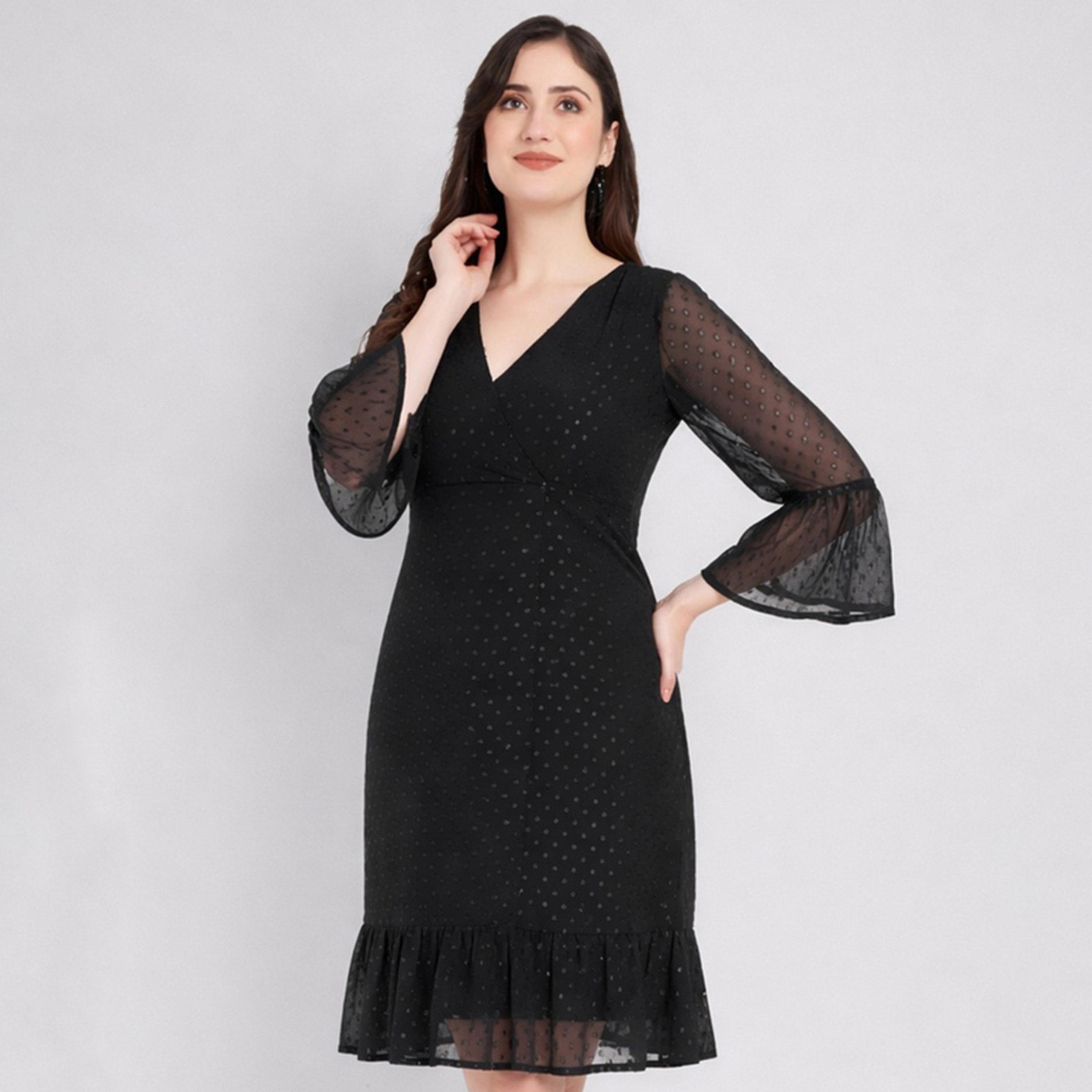 فستان بطول الركبة بخيوط دوبي ولوريكس-women-clothing-dresses-image-1