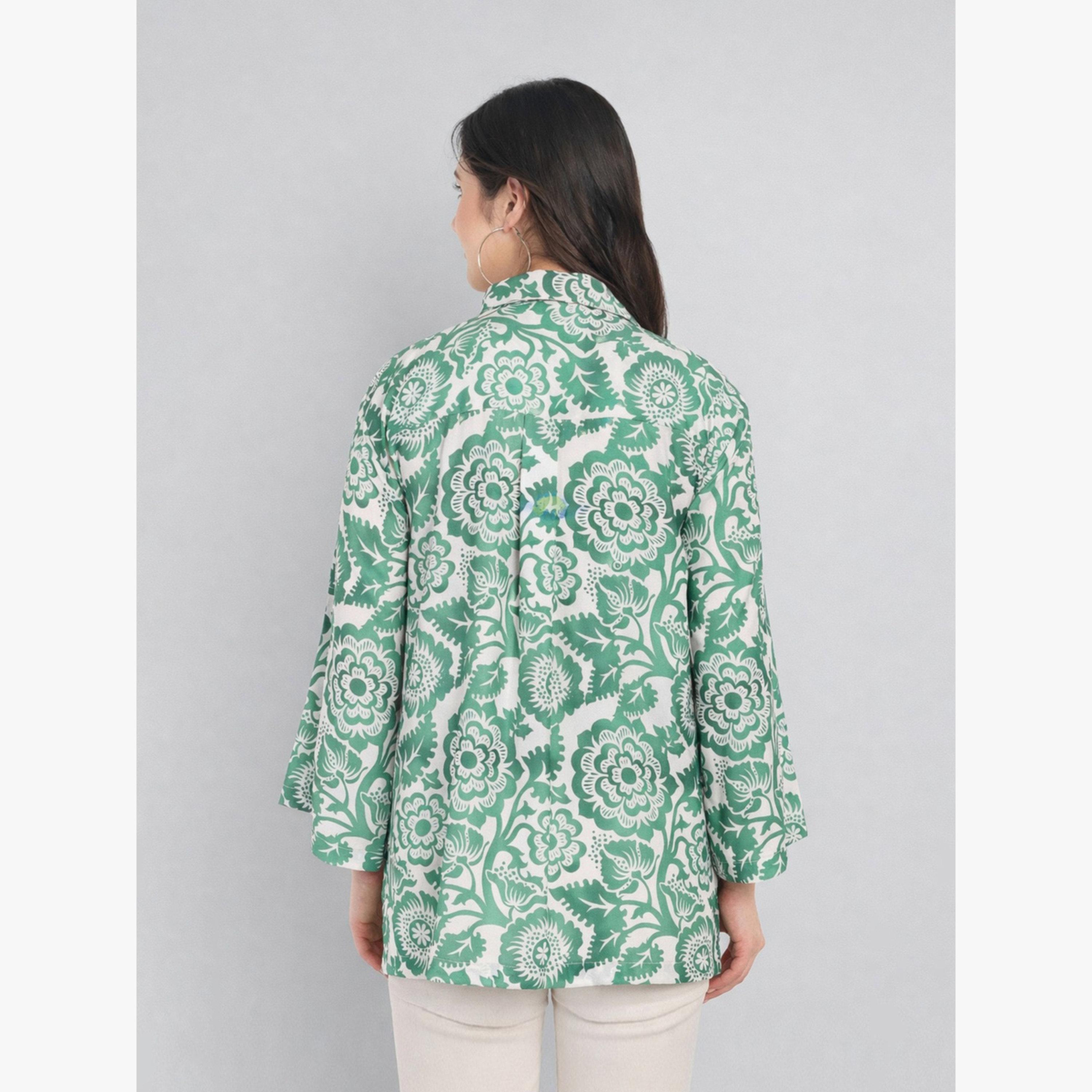 HOUSE OF RAELI X Styli Green Floral Long Sleeve Shirt-women-clothing-shirtsandblouses-shirts-image-4