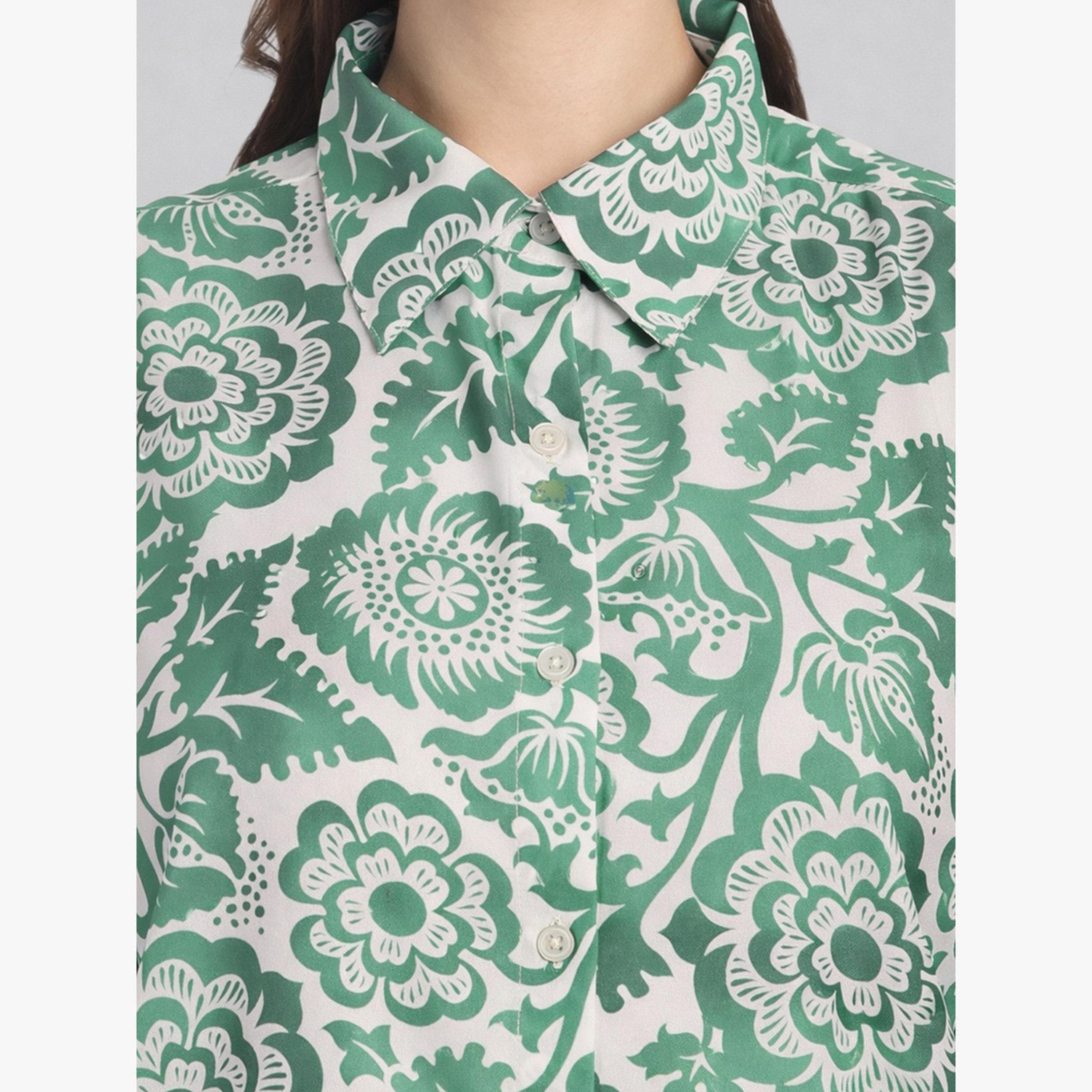 HOUSE OF RAELI X Styli Green Floral Long Sleeve Shirt-women-clothing-shirtsandblouses-shirts-image-5