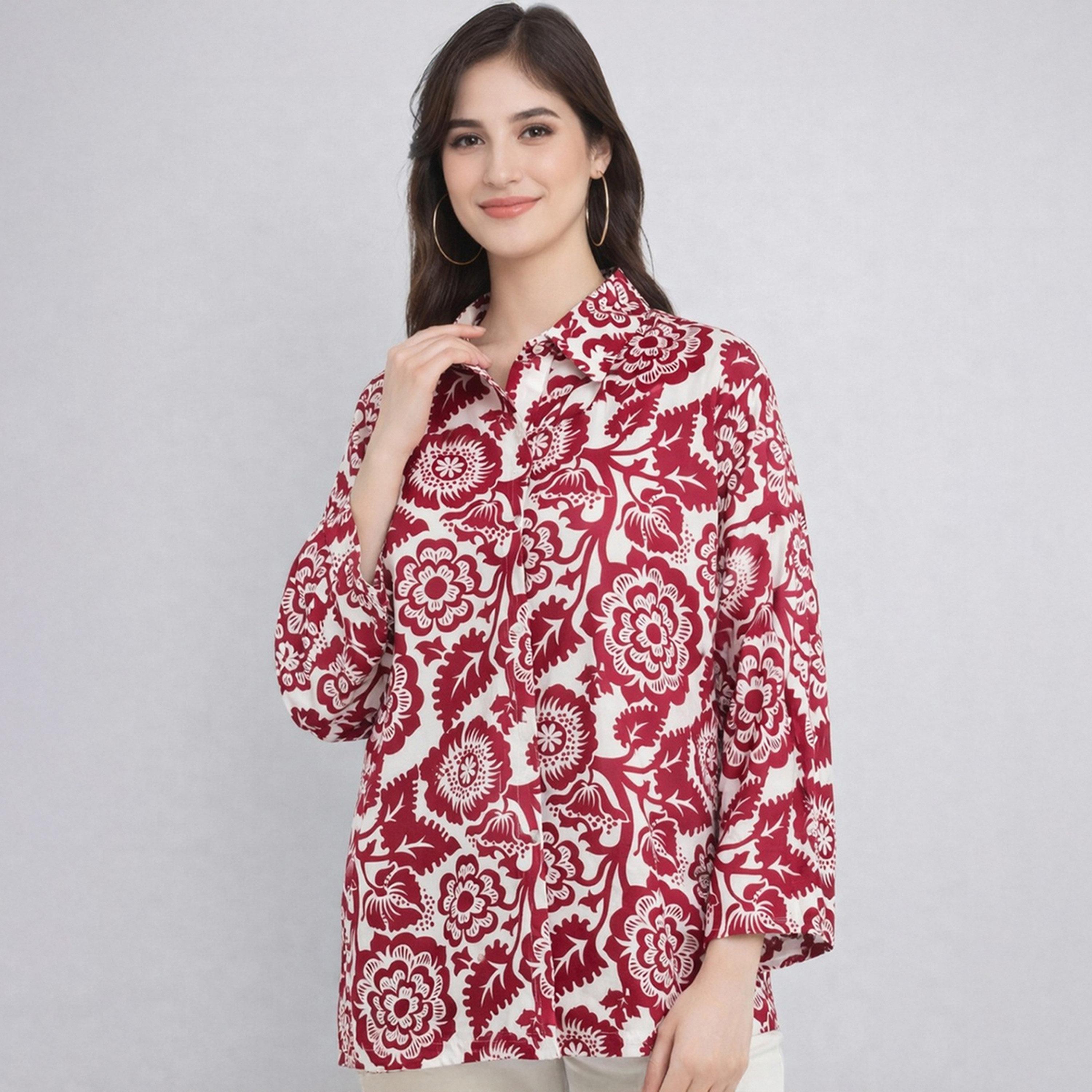 بلوزة بطبعة زهور وأكمام طويلة مع أزرار غلق-women-clothing-shirtsandblouses-shirts-image-1