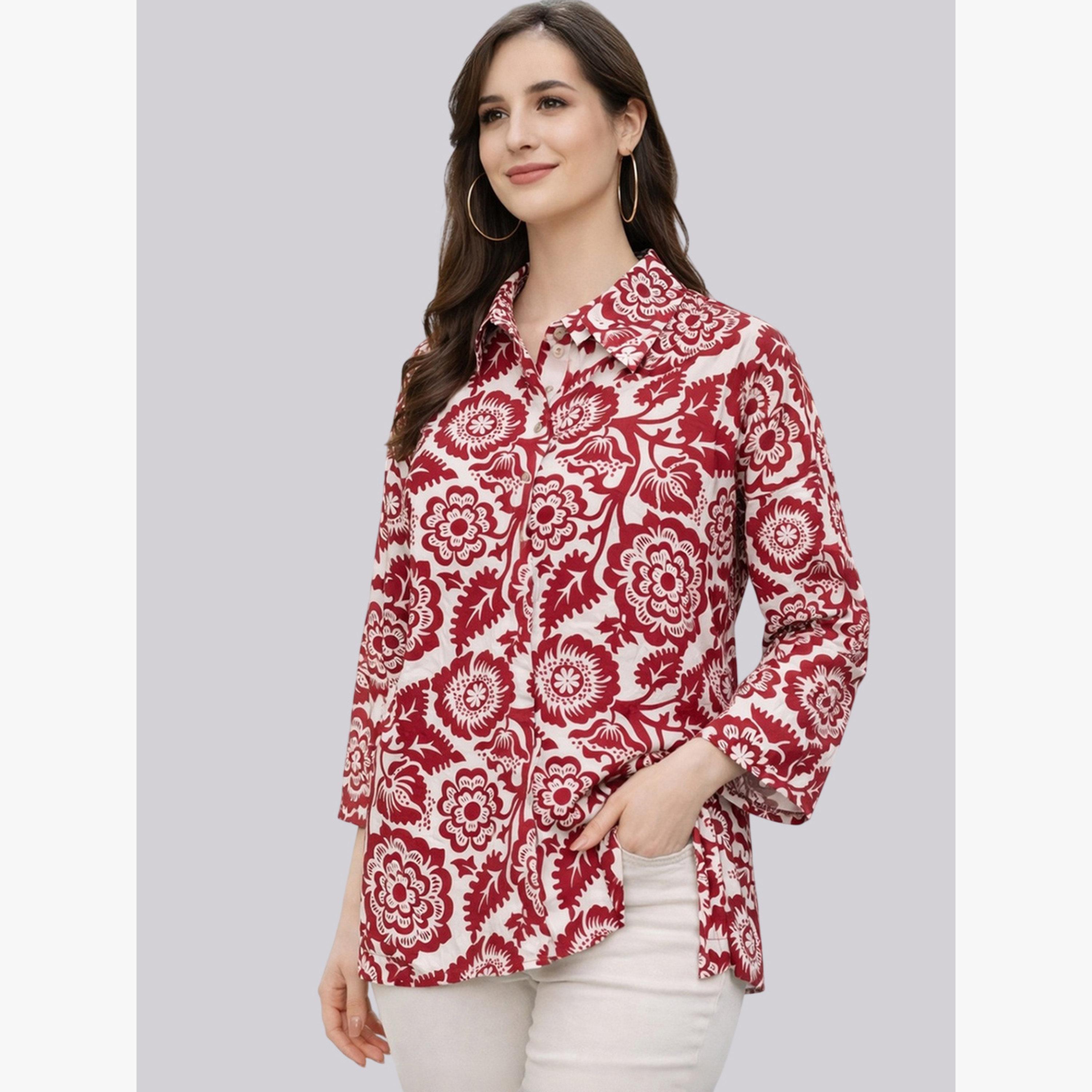 بلوزة بطبعة زهور وأكمام طويلة مع أزرار غلق-women-clothing-shirtsandblouses-shirts-image-3