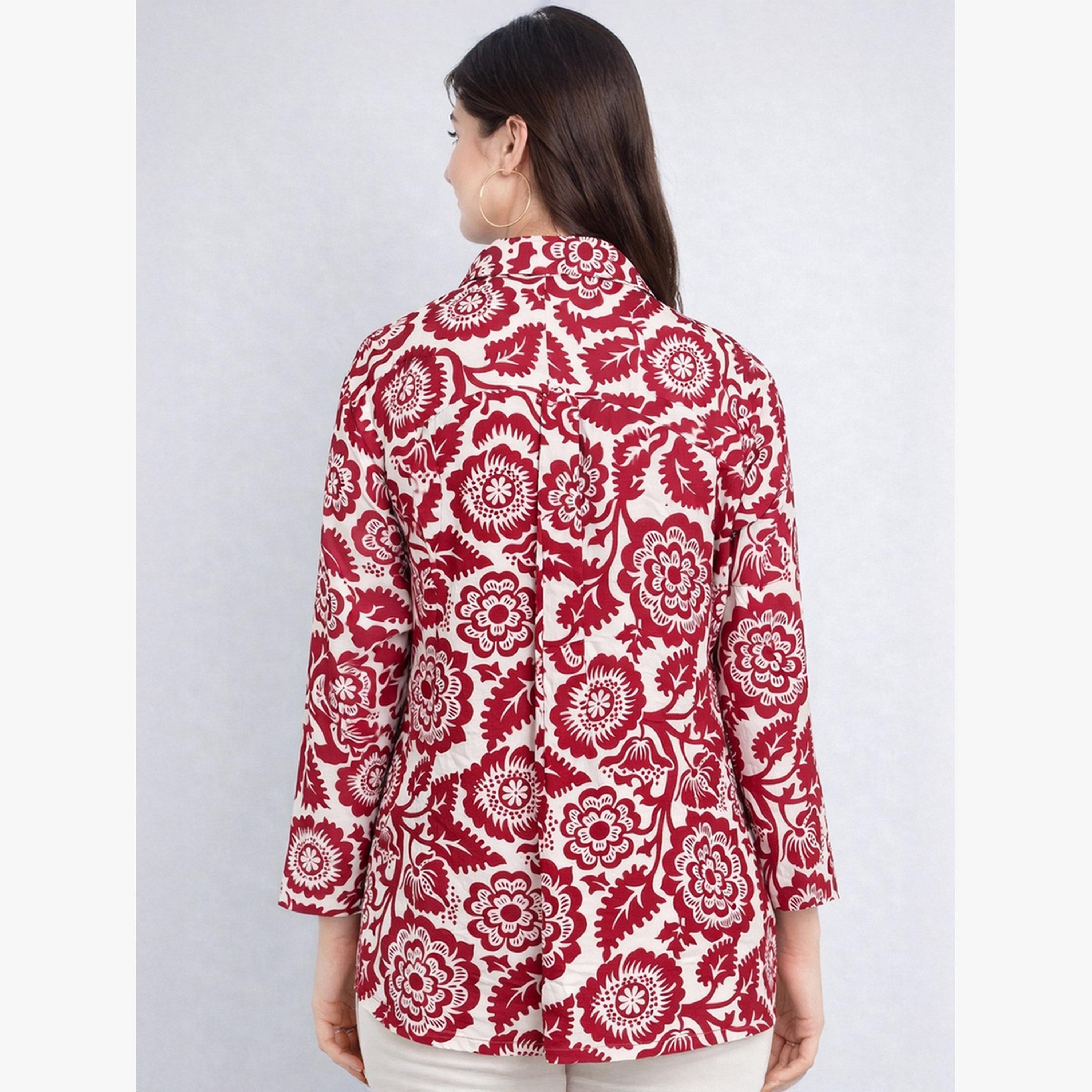 بلوزة بطبعة زهور وأكمام طويلة مع أزرار غلق-women-clothing-shirtsandblouses-shirts-image-4